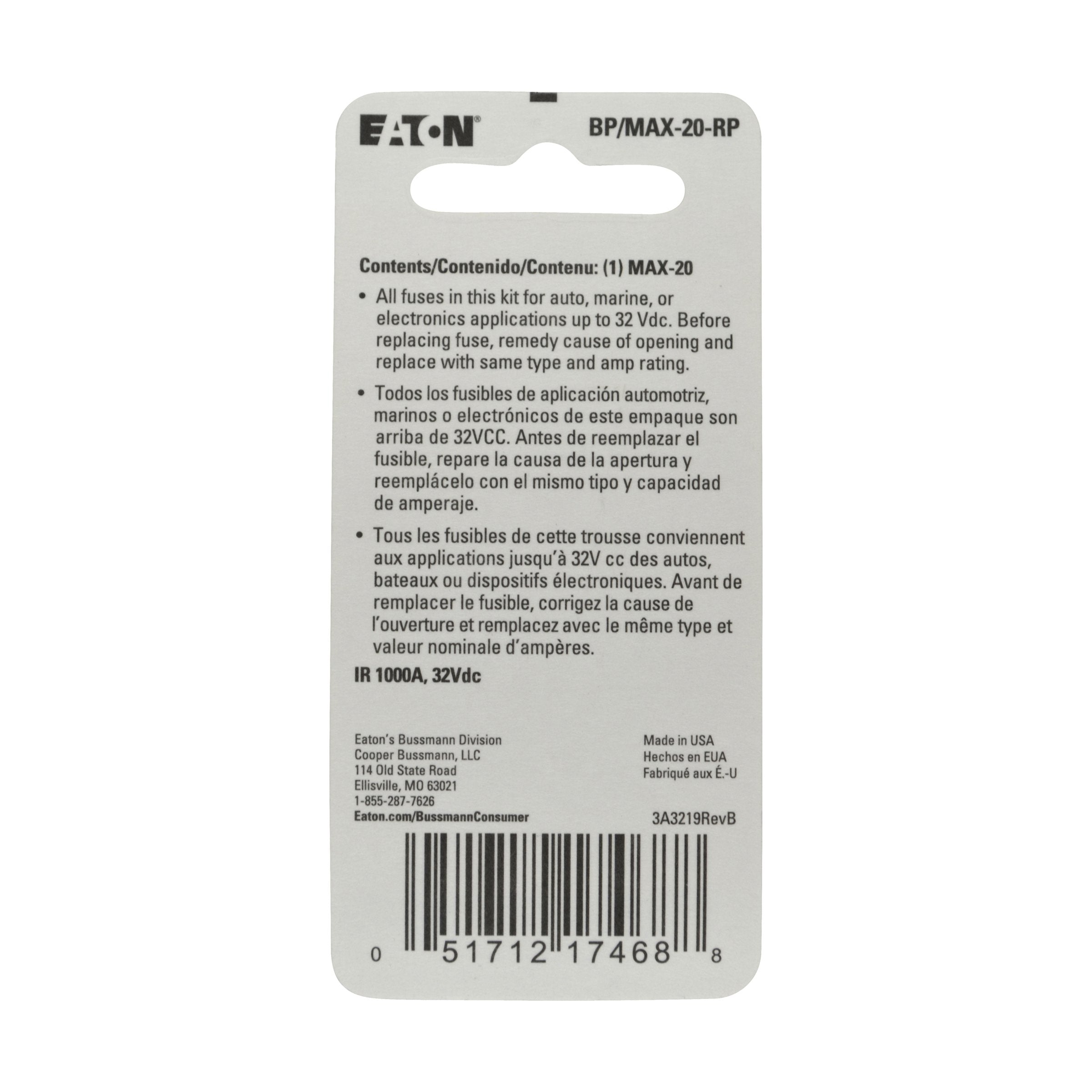 BP/MAX-20 Bussmann 20 Amp Maxi Blade Fuse