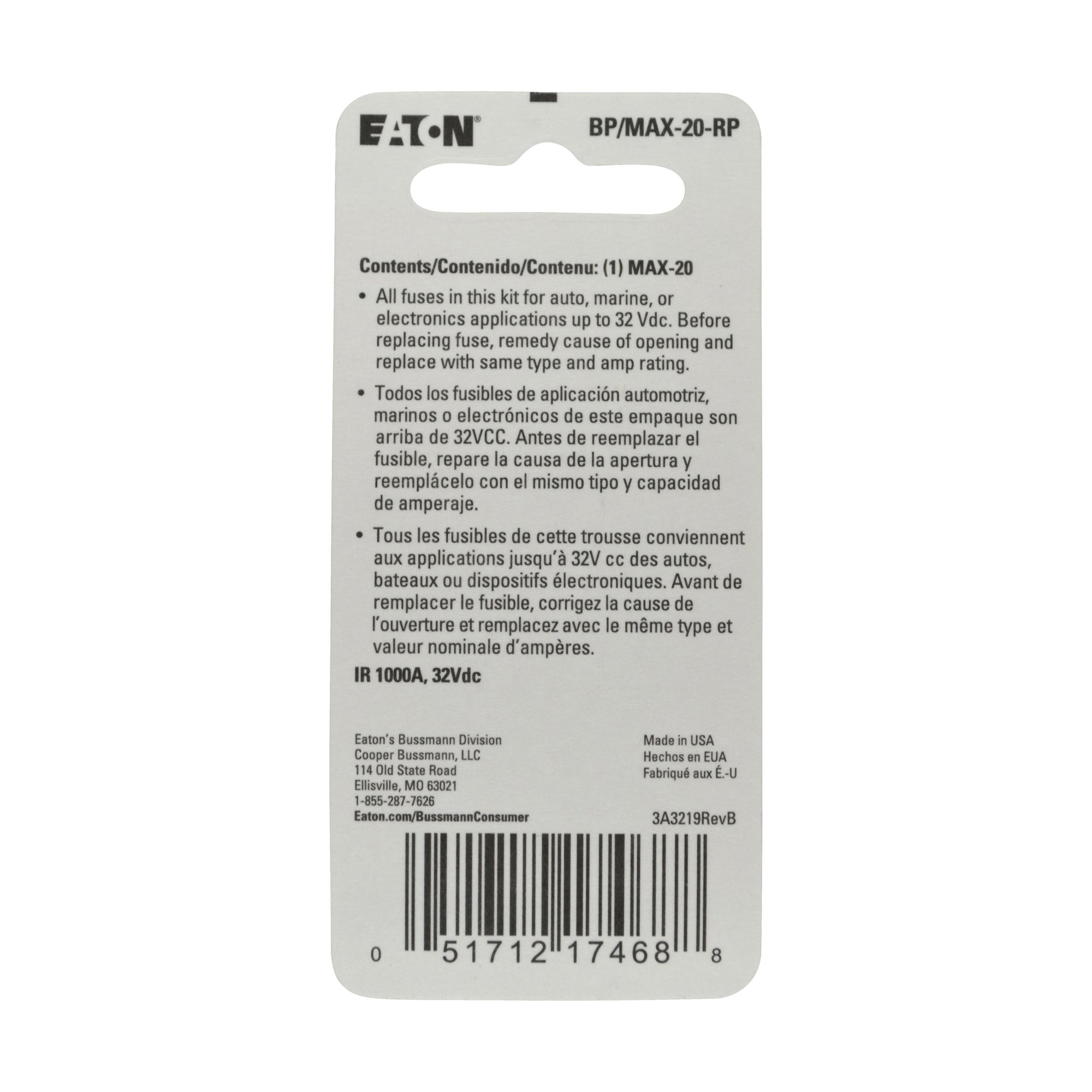 BP/MAX-20 Bussmann 20 Amp Maxi Blade Fuse