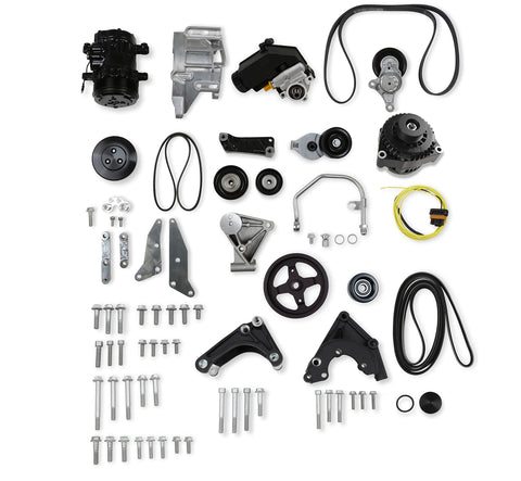 Low Mount LSA Holley 20-163BK Complete Accessory Drive Alt, P/S & A/C Black