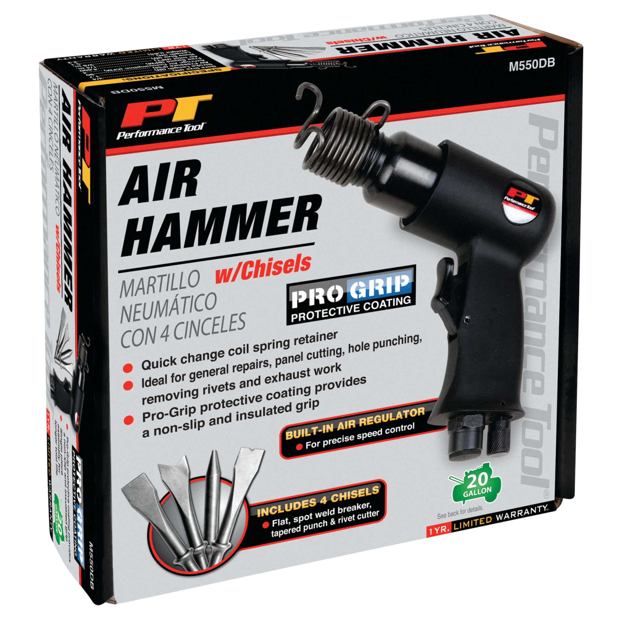 M550DB Performance Tool Air Hammer With 4 Chisels