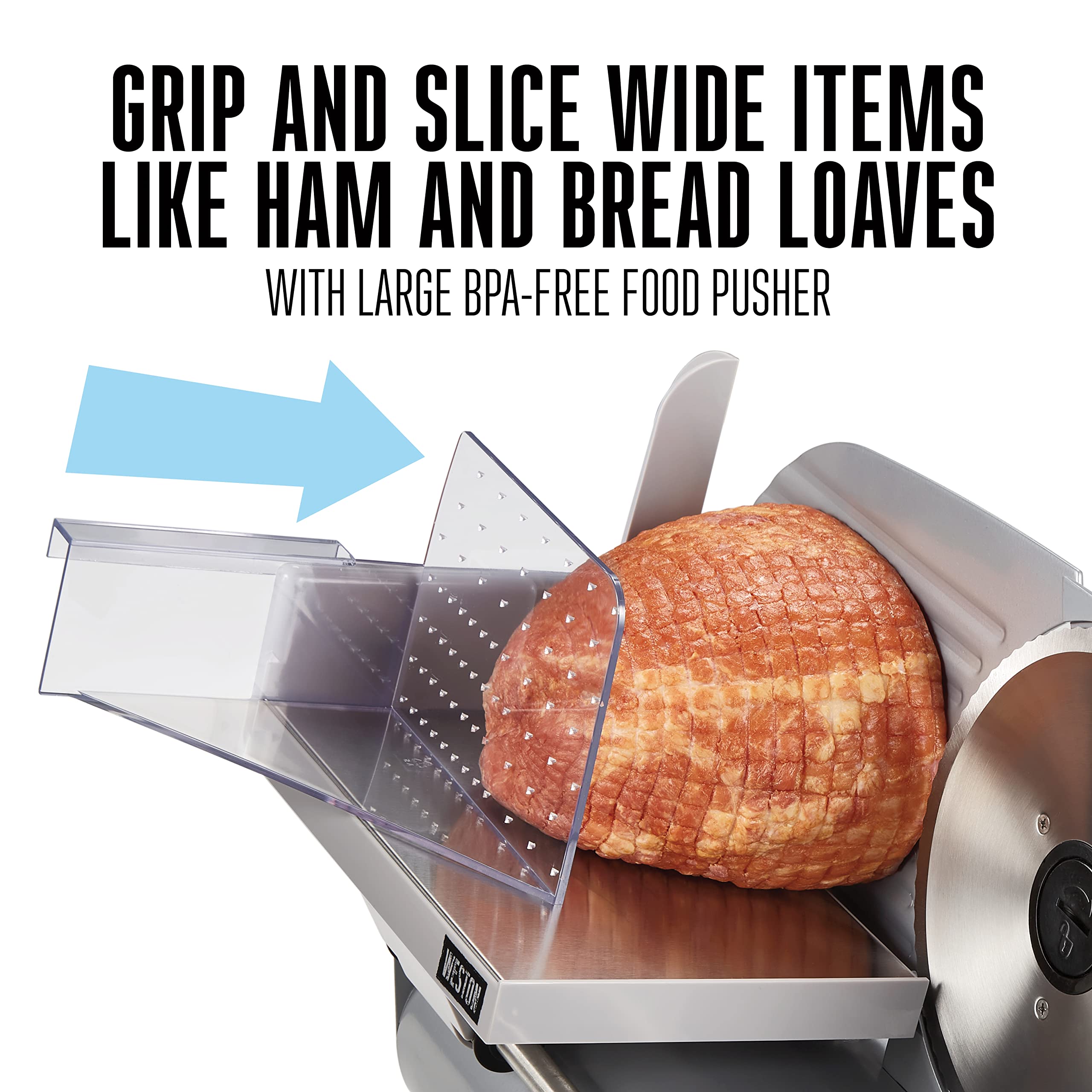 Weston Deli & Food Slicer Electric Meat Cutting Machine, Adjustable Slice Thickness, Non-Slip Suction Feet, Removable 7.5" Stainless Steel Blade, Easy to Clean (61-0750-W)