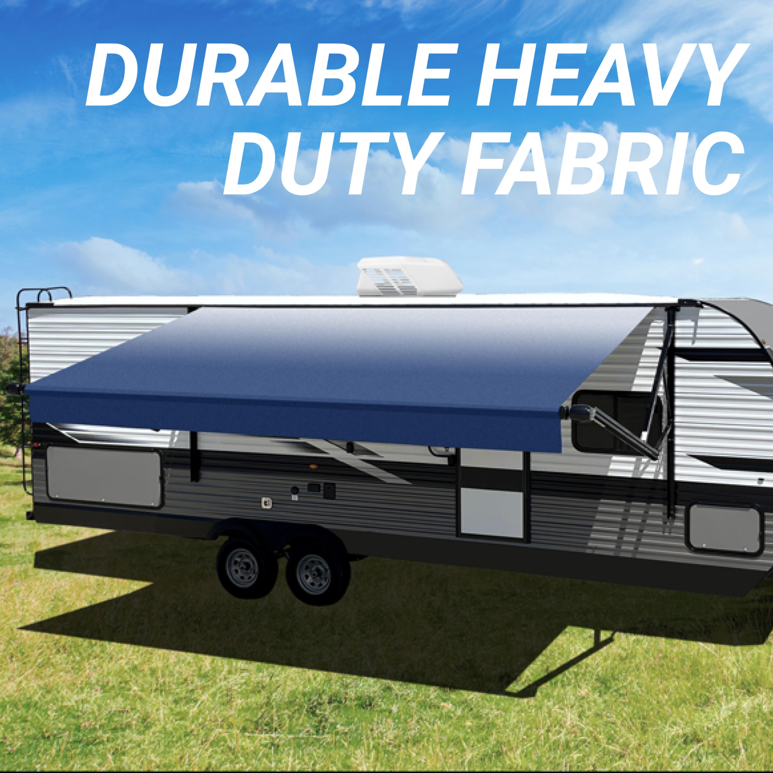 14' Velarium RV Vinyl Canopy, Blue Fade – Heavy-Duty 13.5oz 3-Ply Material, Cold & Crack-Resistant RV Awning, All-Purpose Outdoor Canopy for RVs, Trailers, and Motorhomes (Fabric 13'2")