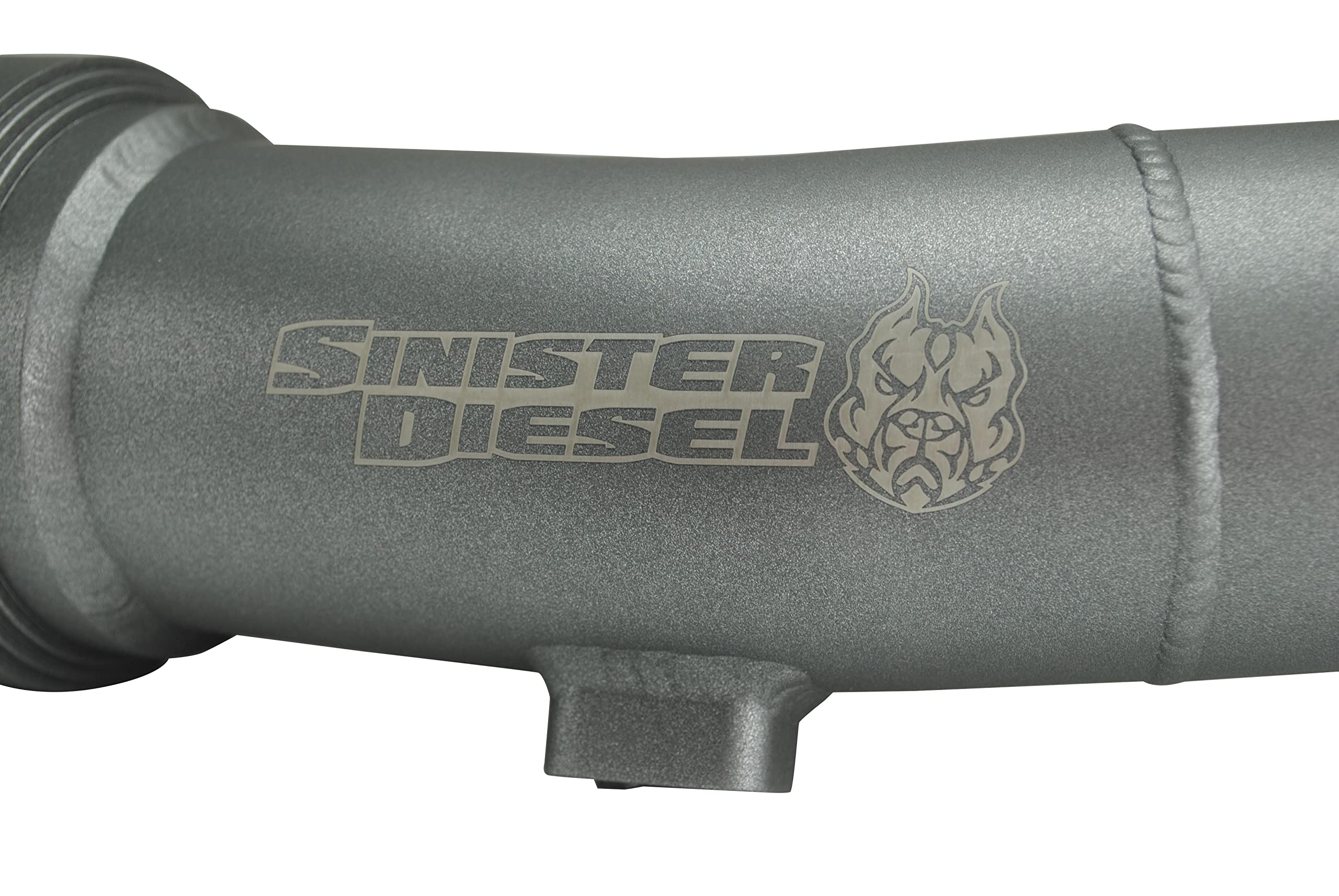 Cold Side Charge Pipe (Gray) Sinister Diesel for 2017–2024 Ford Powerstroke 6.7L | Replaces Factory Plastic Pipe | Heavy-Duty Aluminum Upgrade for Improved Durability