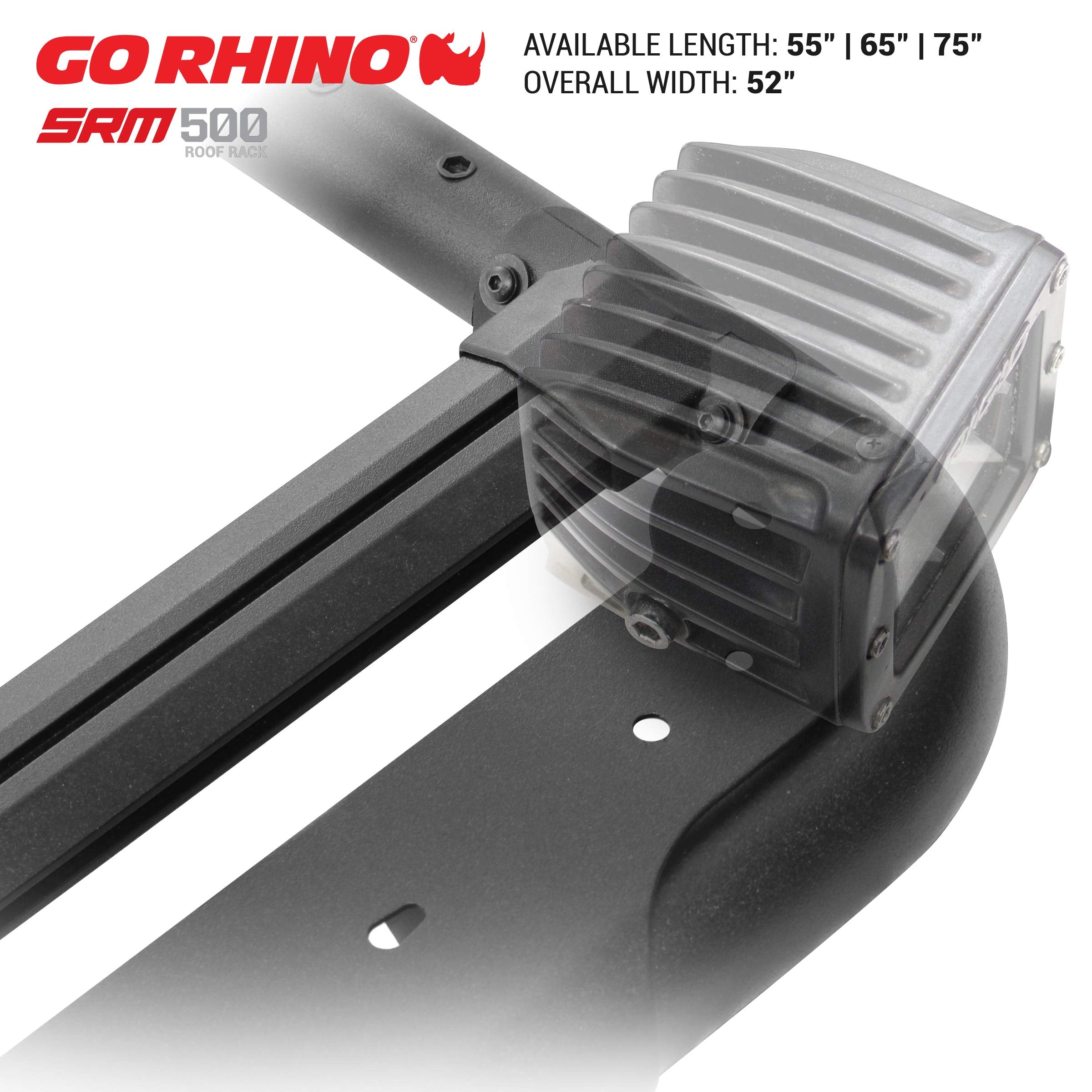 Go Rhino 500 SRM Flat Platform Roof Rack & Clamps | Aluminum, Textured Black, L: 65" x W: 52" | 5935065T | Mounts to Most Cross Bars