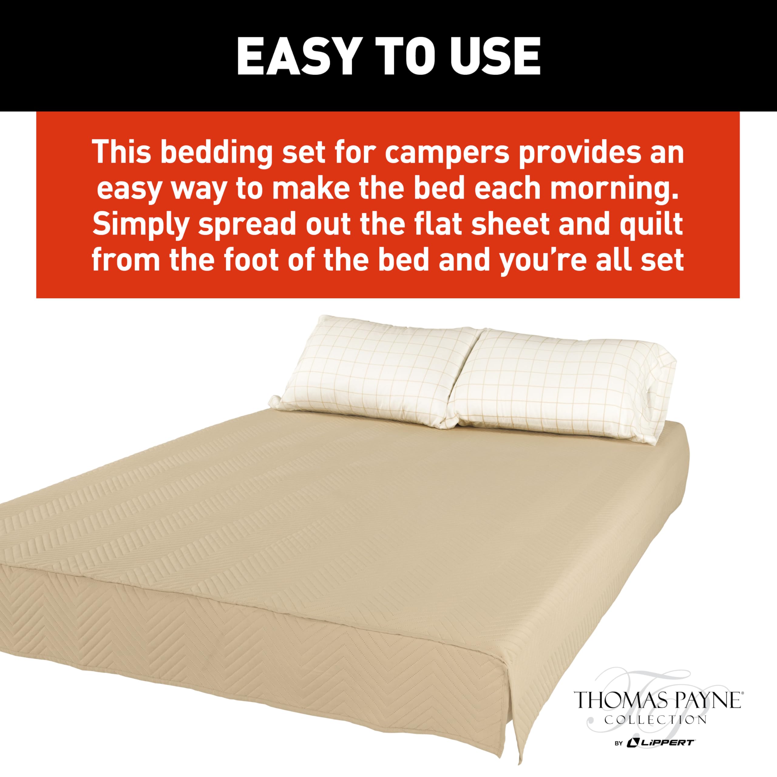Easy Zzzs™ Lippert RV Bedding Set - Short Queen, Tan Brown