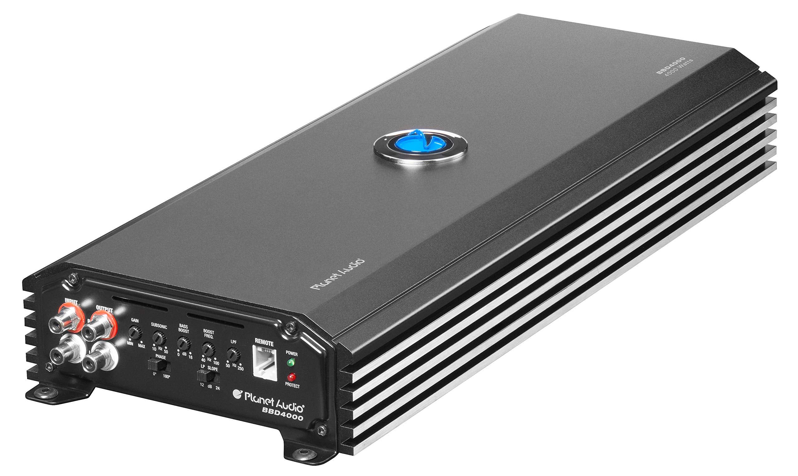BBD4000 Planet Audio Class D Monoblock Car Amplifier - 4000 High Output, 1 Ohm, Low Level Inputs, Low Pass Crossover, Hook Up to Subwoofer for Bass