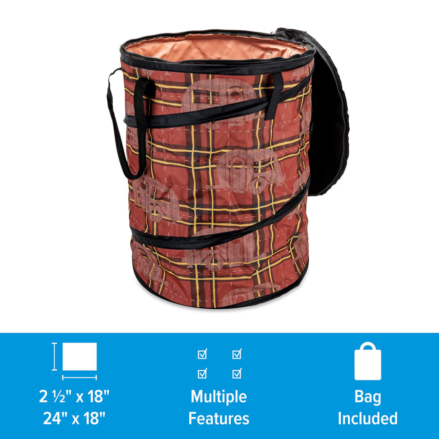 Camco Utility Container Pop-Up - Use as Collapsible Trash Can When Camping - Holds 30-Gallon Kitchen-Size Trash Bags - 2-Ft Tall & Collapses for RV Storage and Organization (53489)