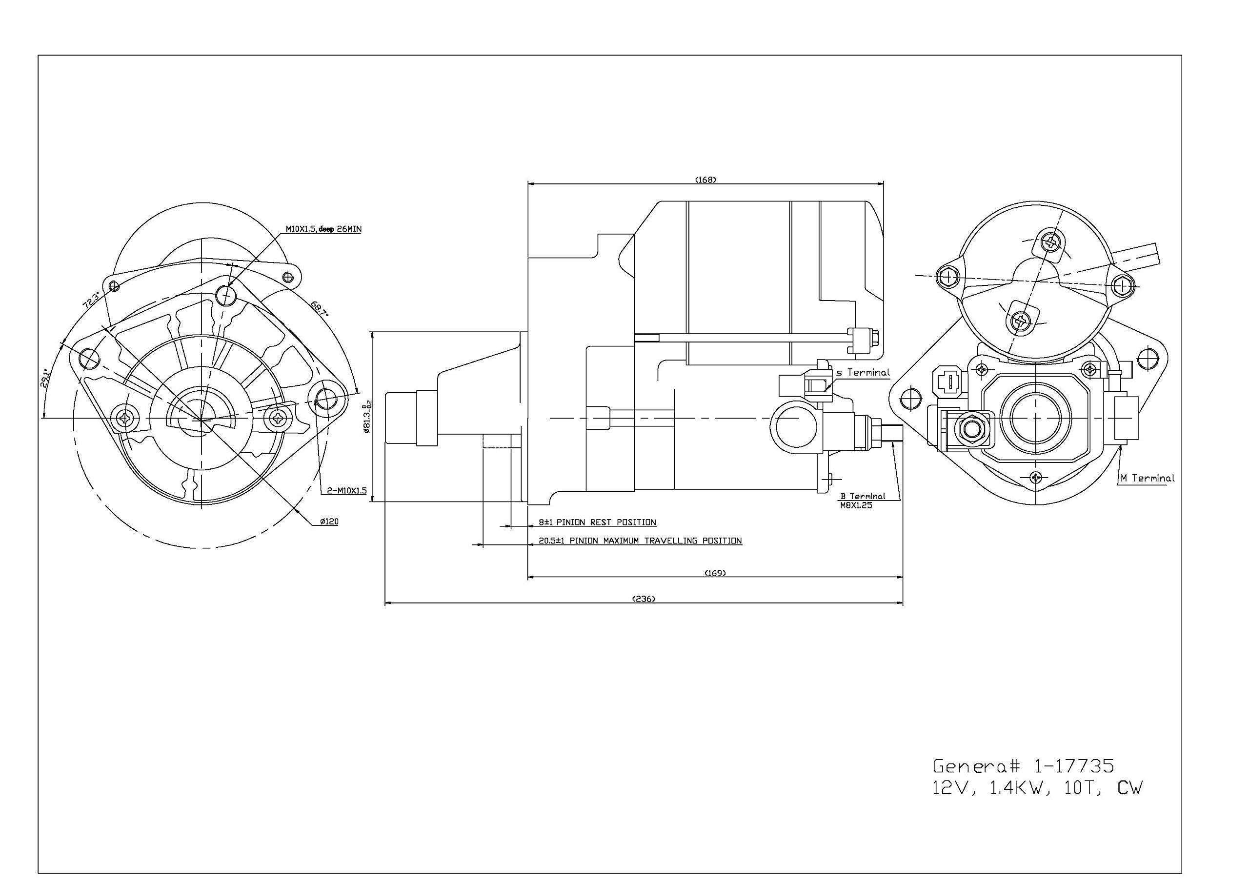 Starter Motor TYC 1-17735 Compatible with 1999-2003 Chrysler 300M