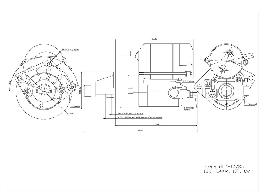 Starter Motor TYC 1-17735 Compatible with 1999-2003 Chrysler 300M