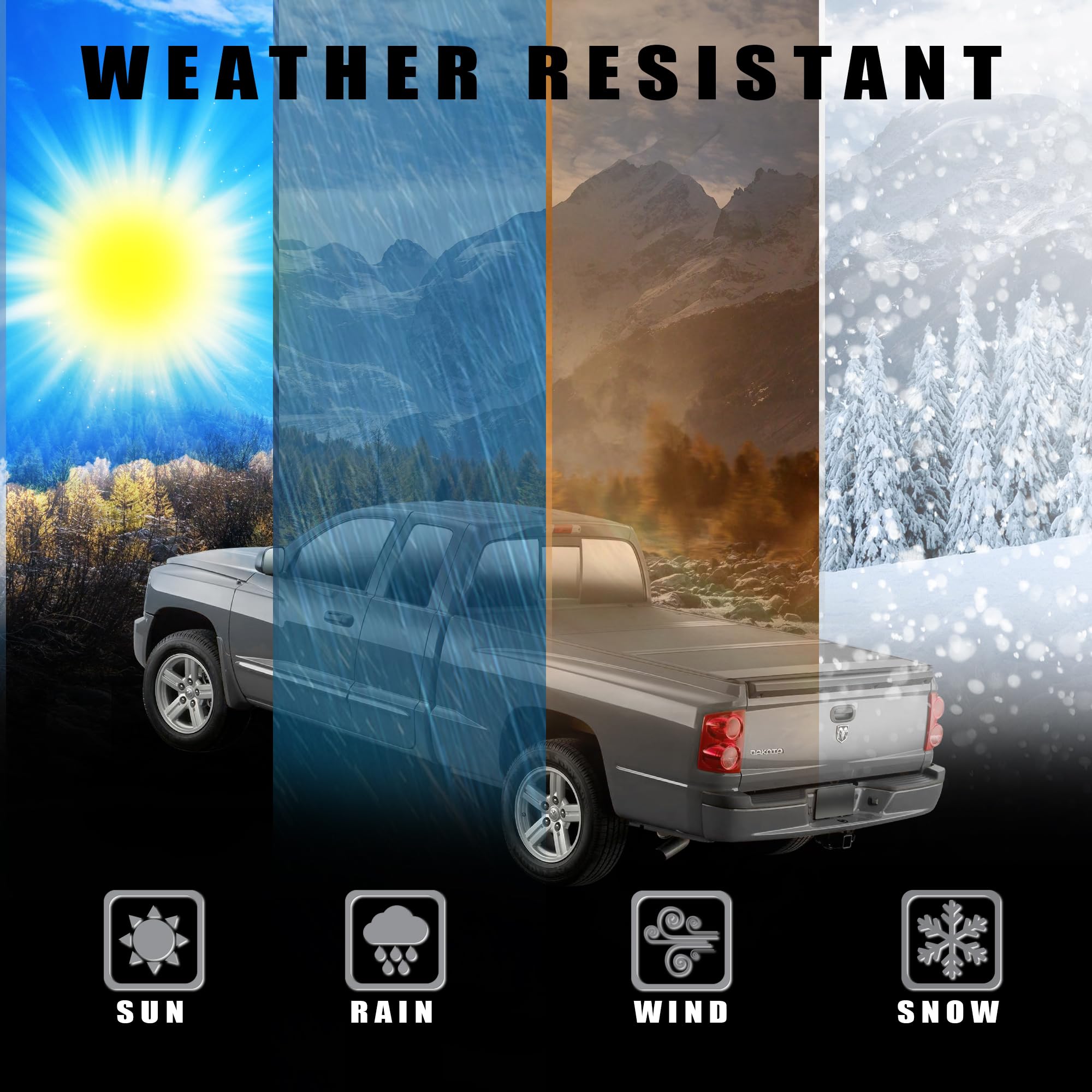Armordillo Low Profile Hard Tri-Fold Bed Cover Dodge Dakota Fits 2005-2010 / Ram Dakota Fits 2011 / Mitsubishi Raider Fits 2006-2009 6.5ft (78") Bed | CoveRex TFX | 8705254