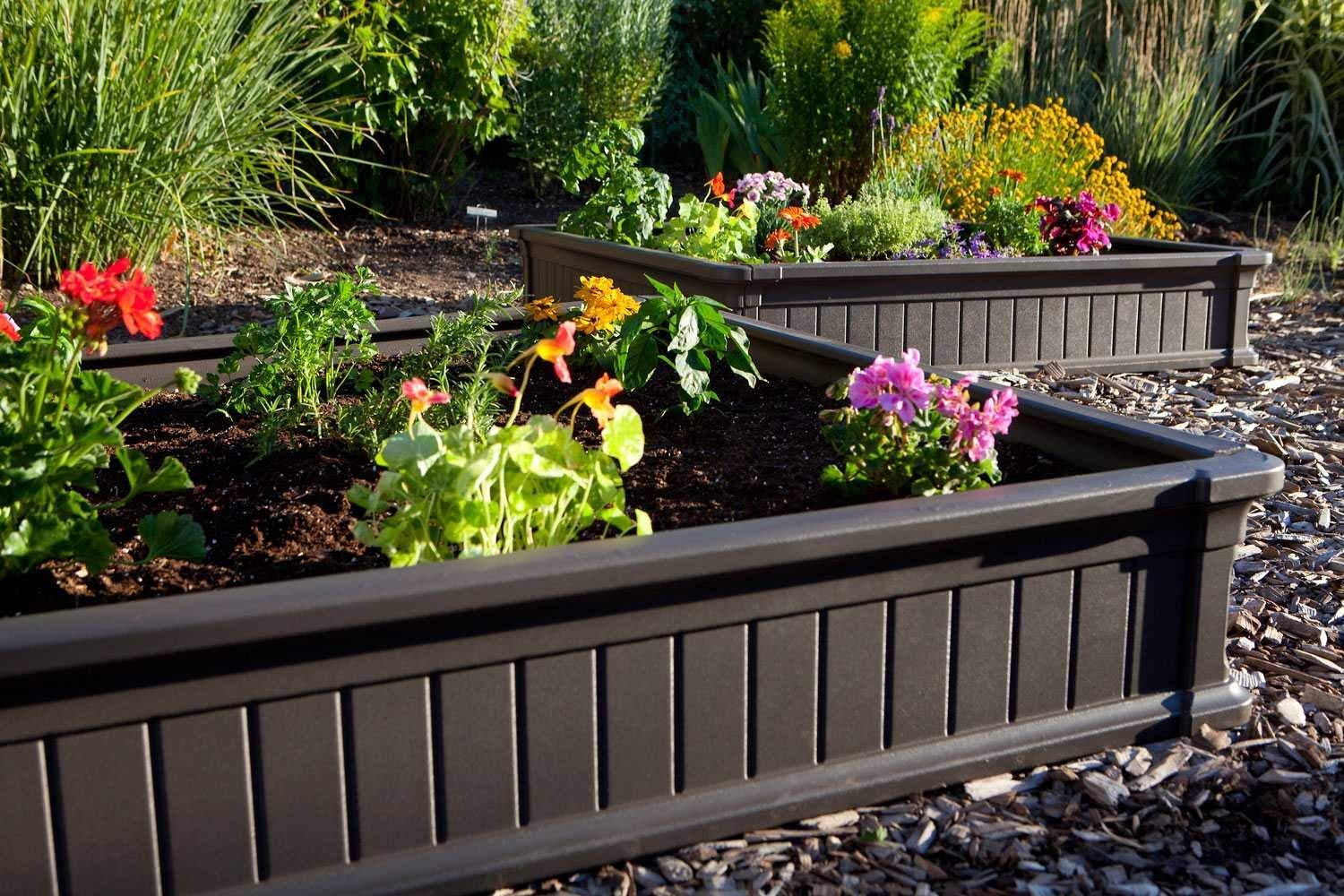 60069 LIFETIME Raised Garden Bed Kit, 4 x 4', Brown