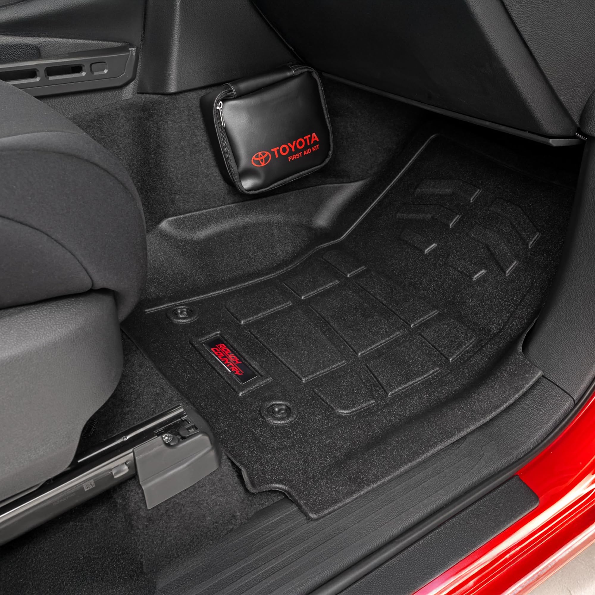Sure-Fit Rough Country All Weather Floor Mats for Toyota Tacoma Double Cab (2024-2025) - Non-Slip, Waterproof Flexible Floor Mat, Front & Rear Set
