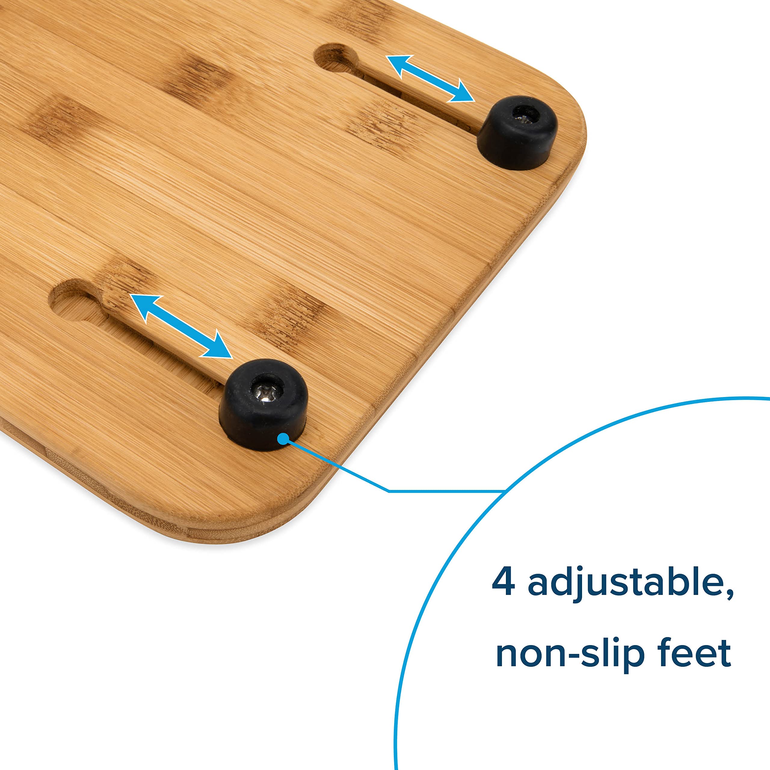 Over The Sink Camco RV/Marine Cutting Board | Features Adjustable Non-Slip Feet, Built-in Knife Slots, and a Durable 3-Ply Bamboo Construction | 24-inches x 8-inches (43543)