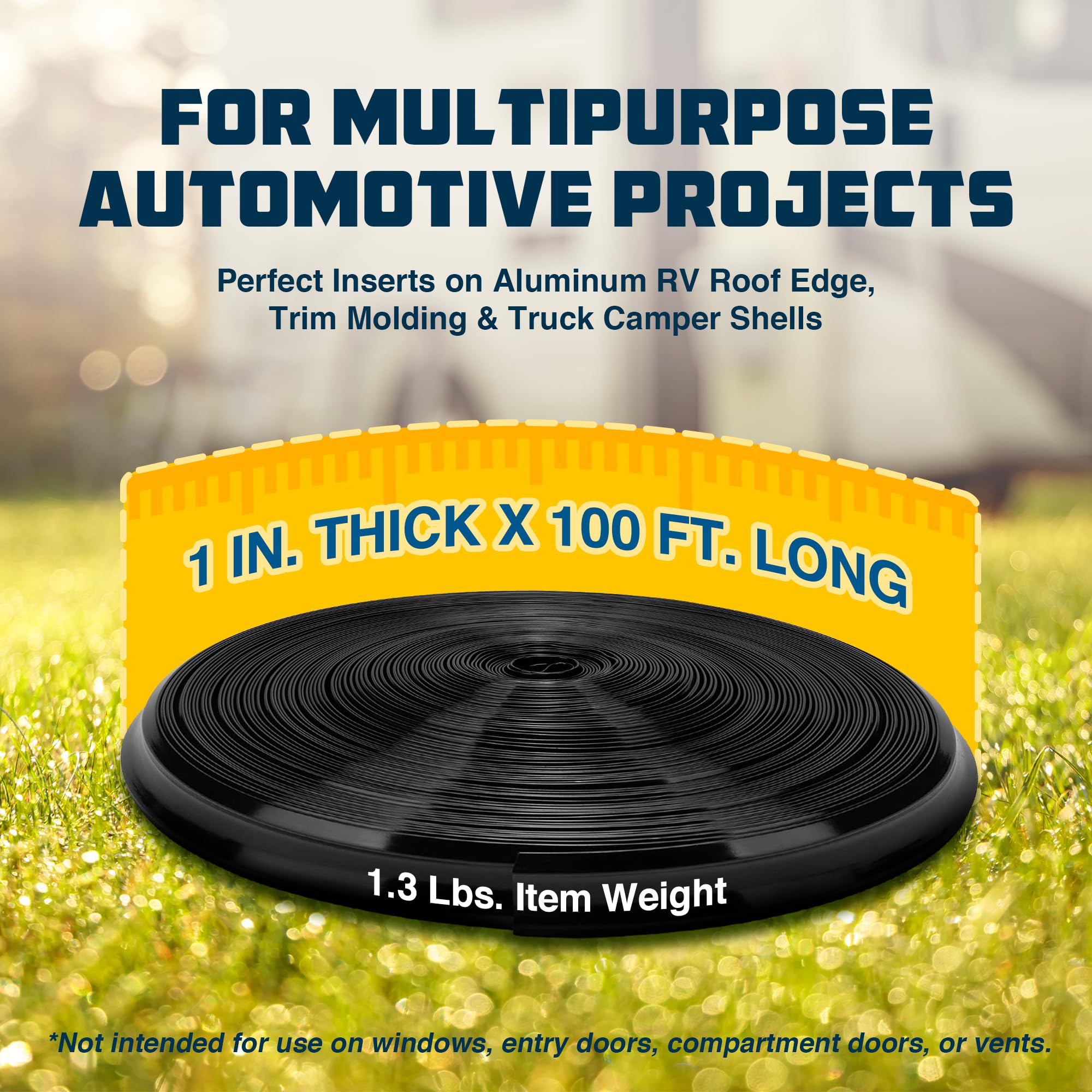 Vinyl Trim Insert Camco 25212 (1" x 100', Black)