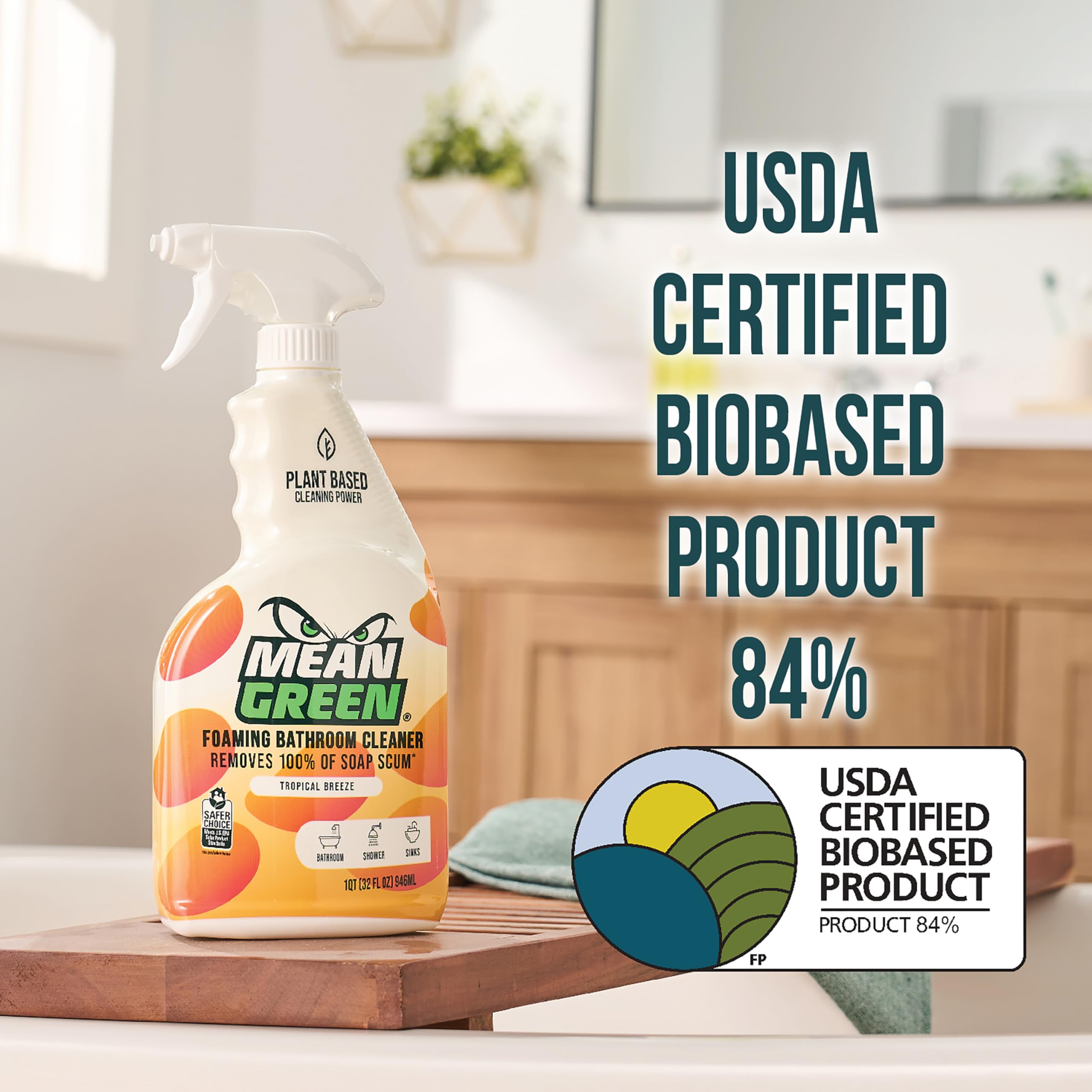 Bathroom Cleaner Mean Green Non-Concentrated Ready-to-Use, Tropical Breeze, 32 Ounce