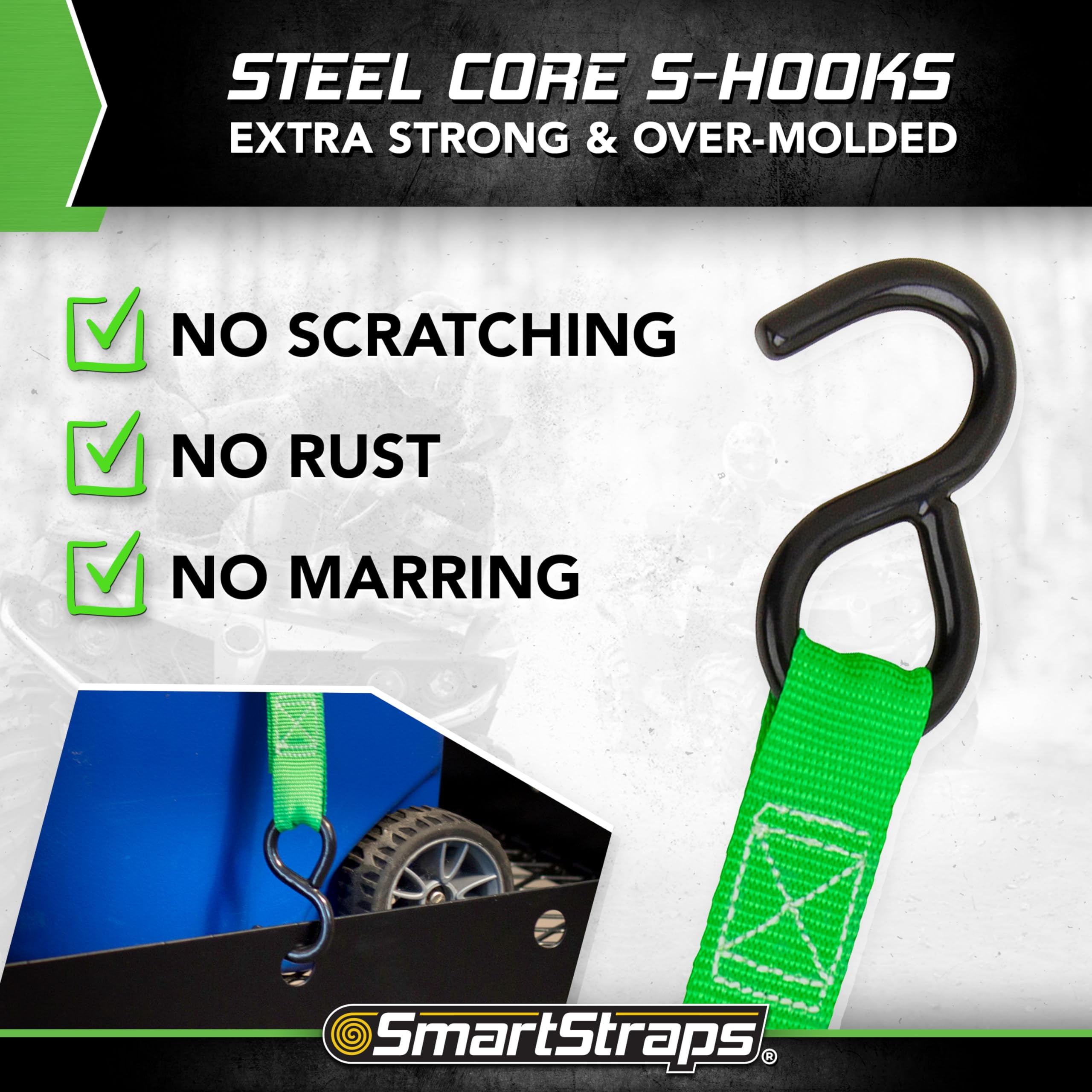 10-Foot SmartStraps Cambuckle (4pk) 900 lbs Break Strength, 300 lbs Safe Work Load– Tie Down Fragile and Lighter Loads for Transport – Offers More Security Than Rope