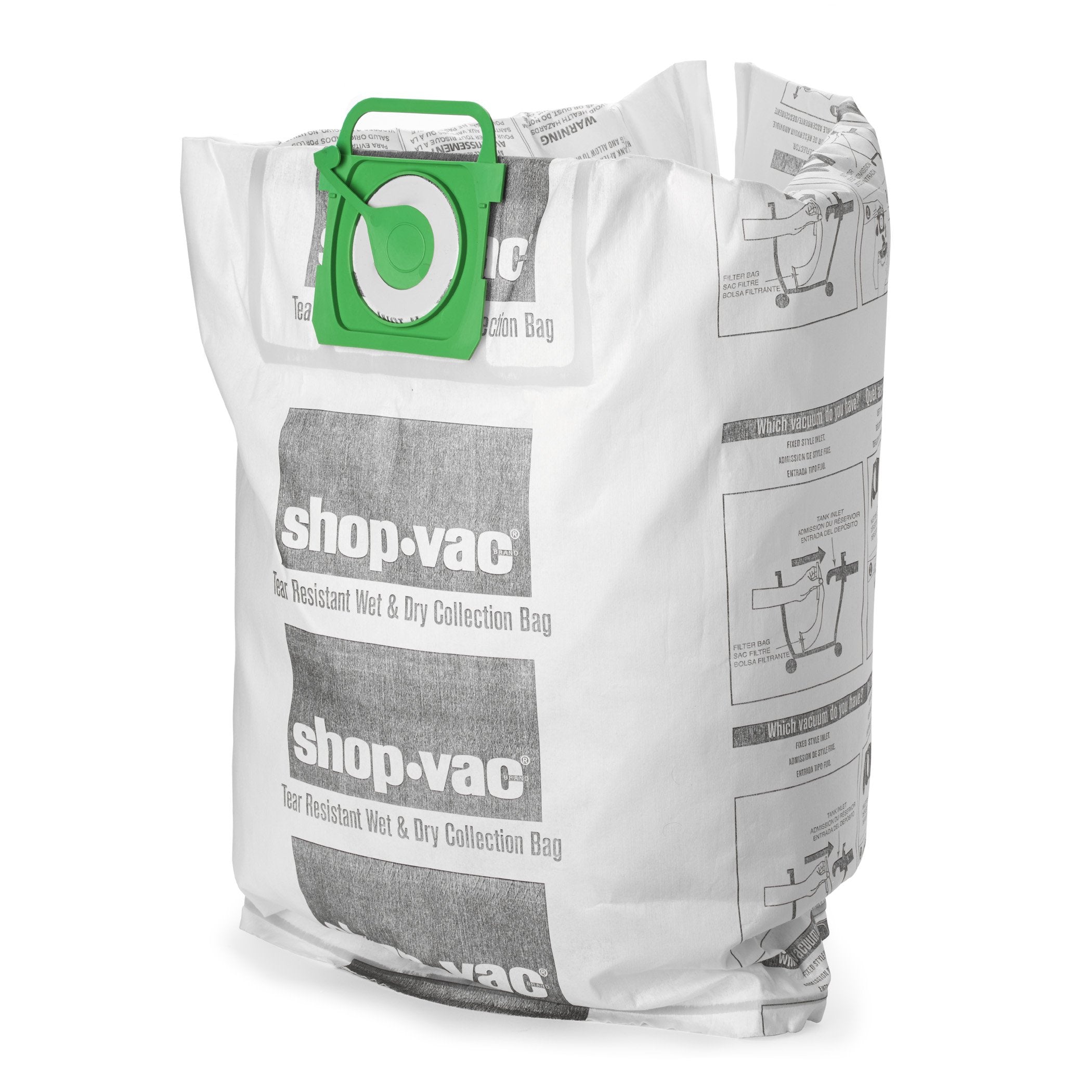 Wet/Dry Shop-Vac 9021633 Genuine Tear Resistant Collection Filter Bags, 12-20 gallon, White