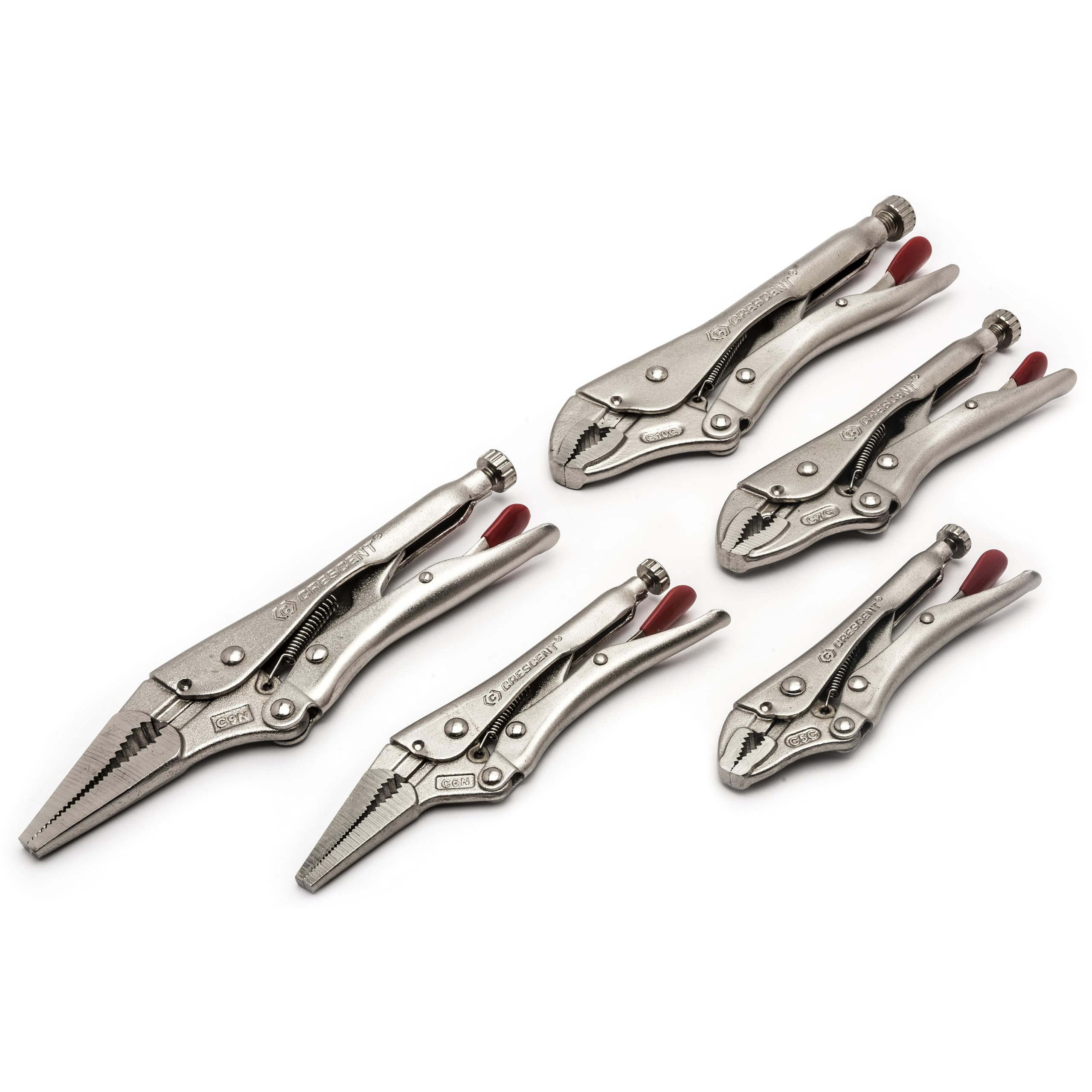 5 Piece Crescent Curved & Long Nose Locking Plier Set | CLP5SETN-08
