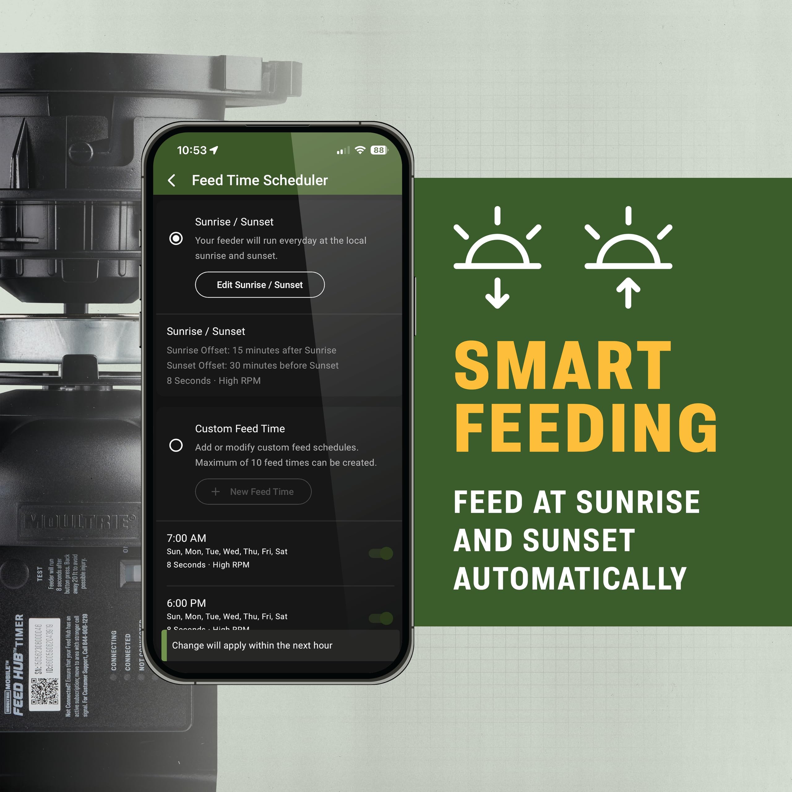 Pro Hunter 2 Cellular Feeder Kit - Moultrie Feed Hub Kit - Cellular Feeder System with Feed Level Detector and Spincast Spreader - Universal Fit for Most Spin cast Wildlife Feeder Hoppers