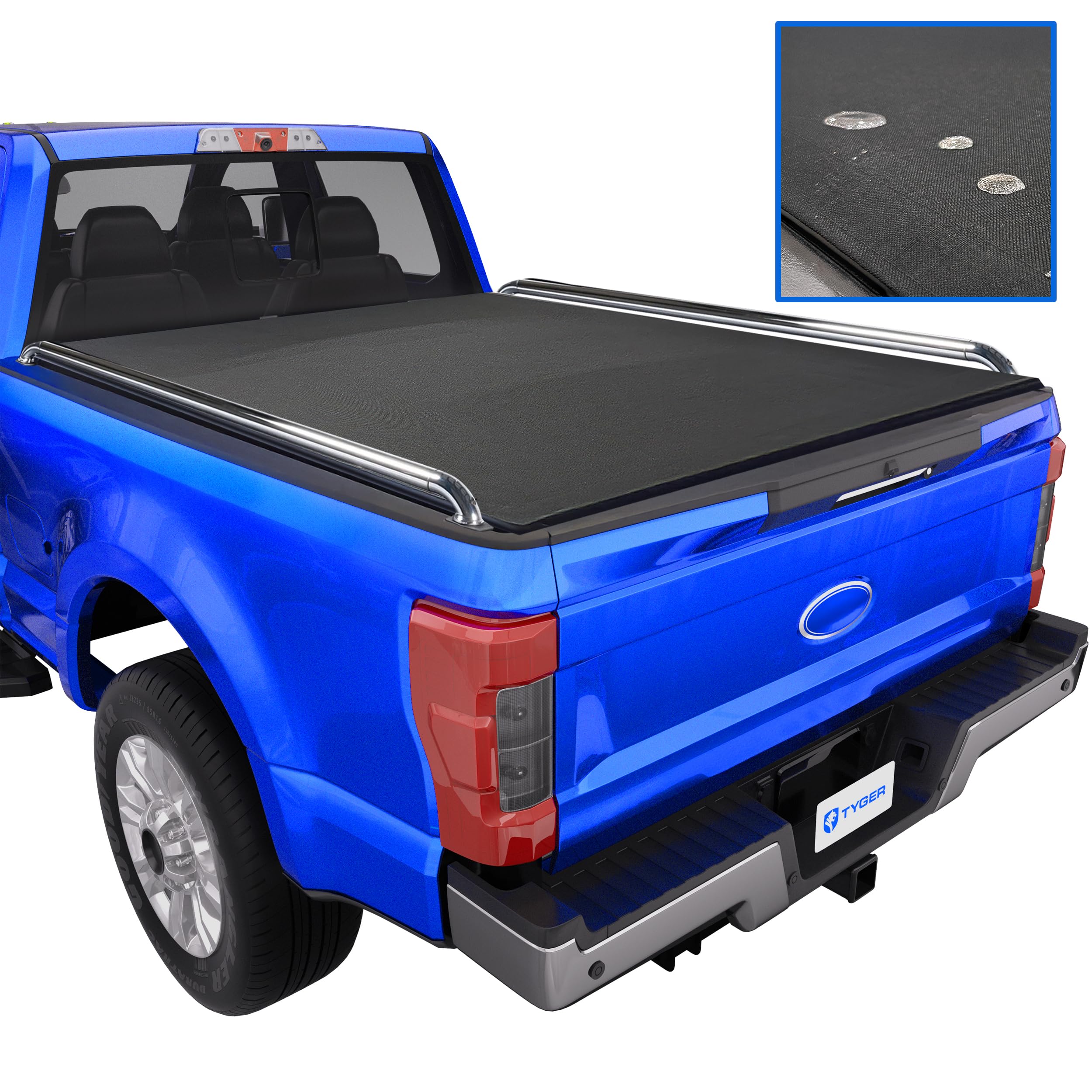 Tyger Auto T2X Soft Roll-up Low Profile in Fabric Truck Bed Tonneau Cover Compatible with 2017-2026 Ford F-250 F-350 Super Duty | 6.75' (82") Bed | TG-BCXF3872