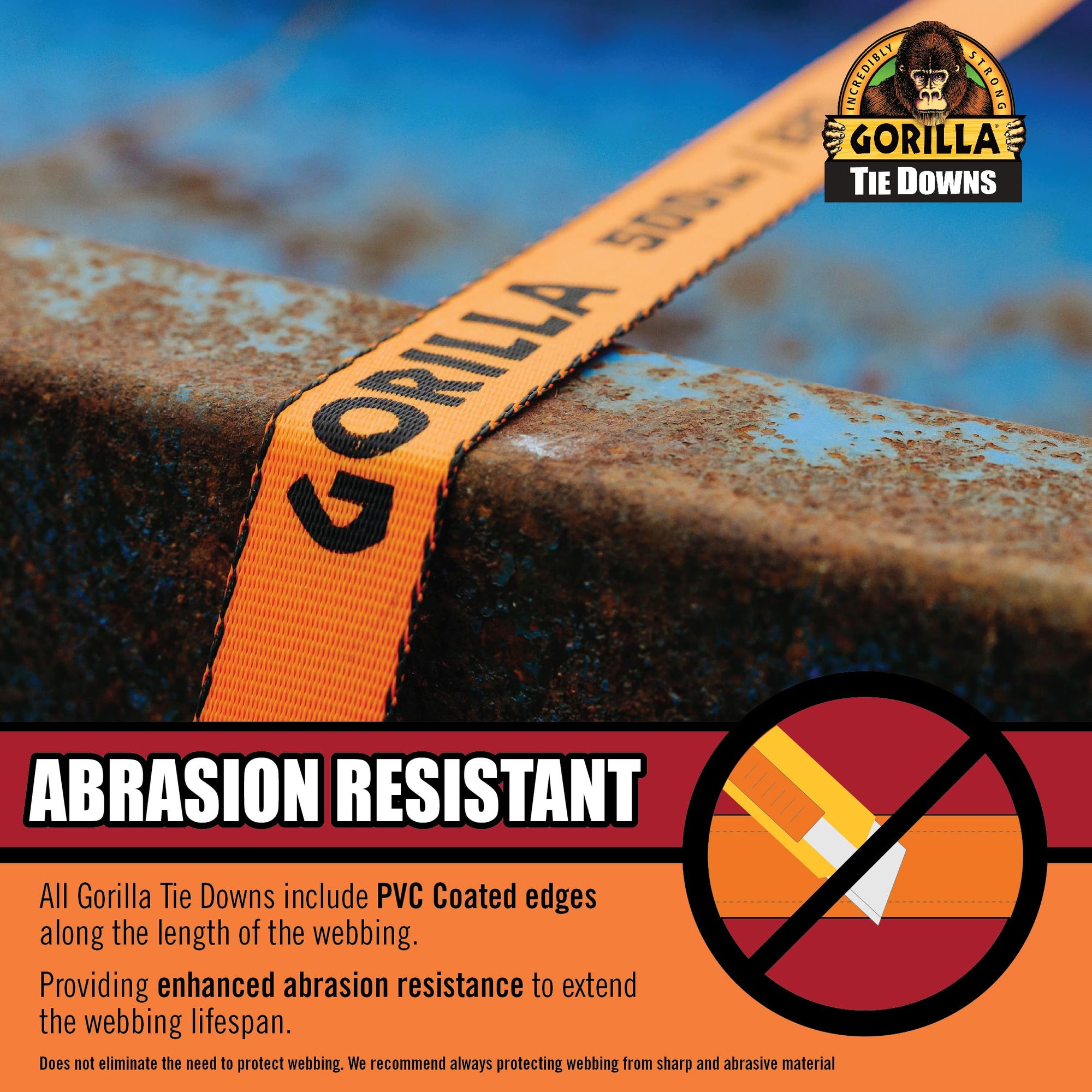 Gorilla 93001 1" x 16' Ratchet Strap with Orange Gorilla-Grip Handle 2 Pack