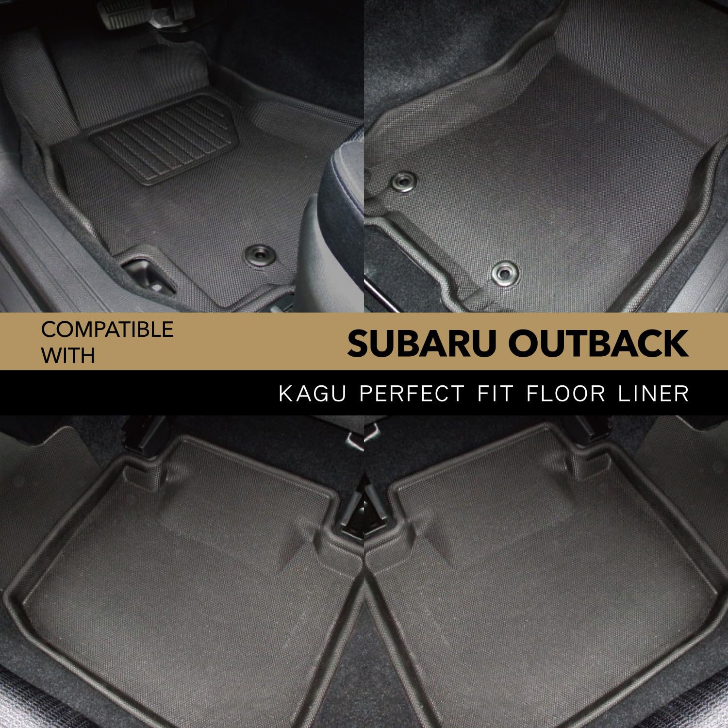 3D MAXpider KAGU Custom Fit Floor Mat (BLACK) Compatible with SUBARU LEGACY/OUTBACK 2015-2019 - Full Set