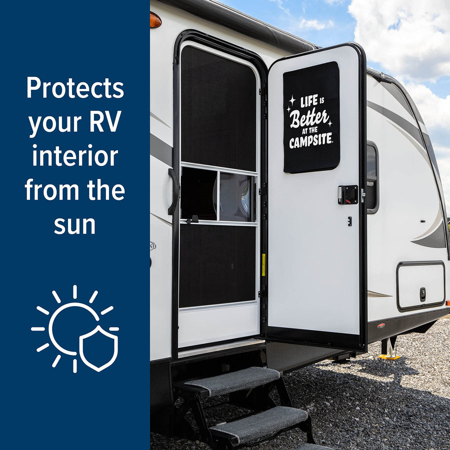 RV Door Window Camco Life is Better at The Campsite Light Blocking Shade