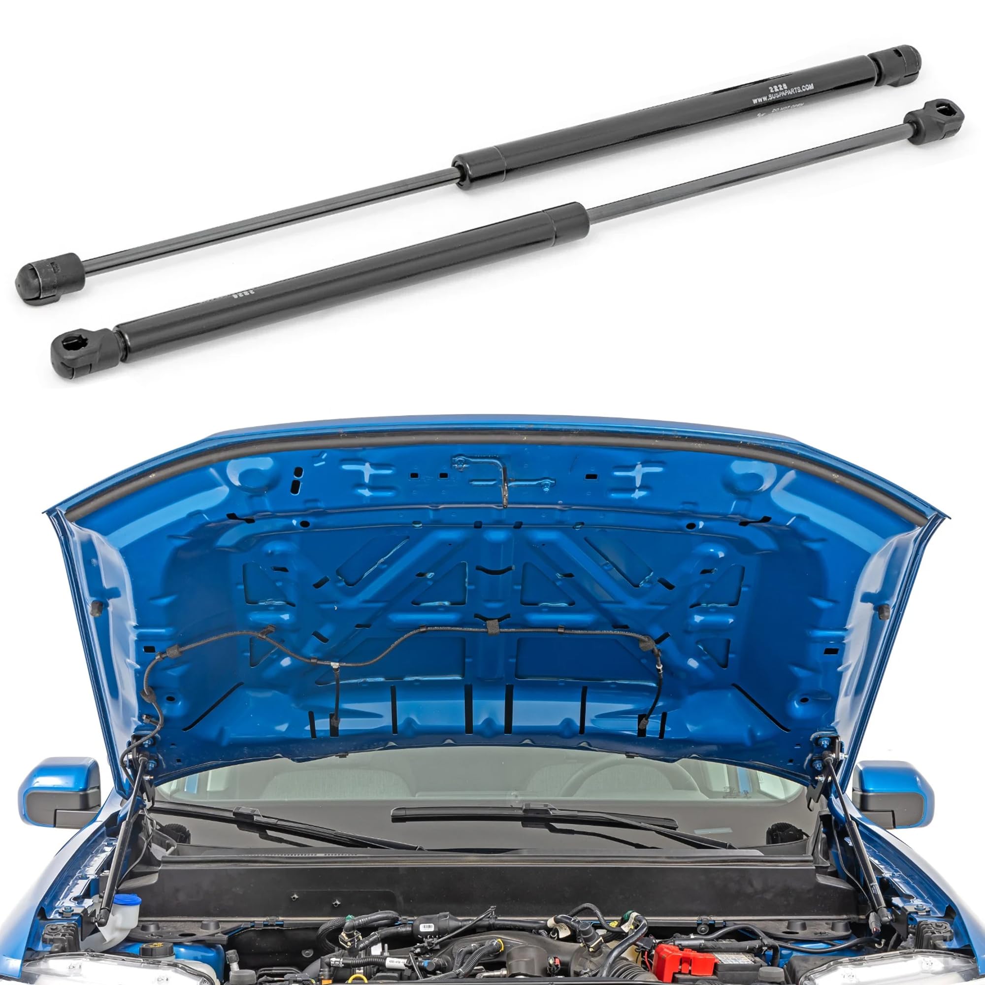 Hydraulic Hood Assist Rough Country for Ford Maverick (2022-2025) - Hands-Free Lift, Easy Bolt-on Hood Struts (Pair)