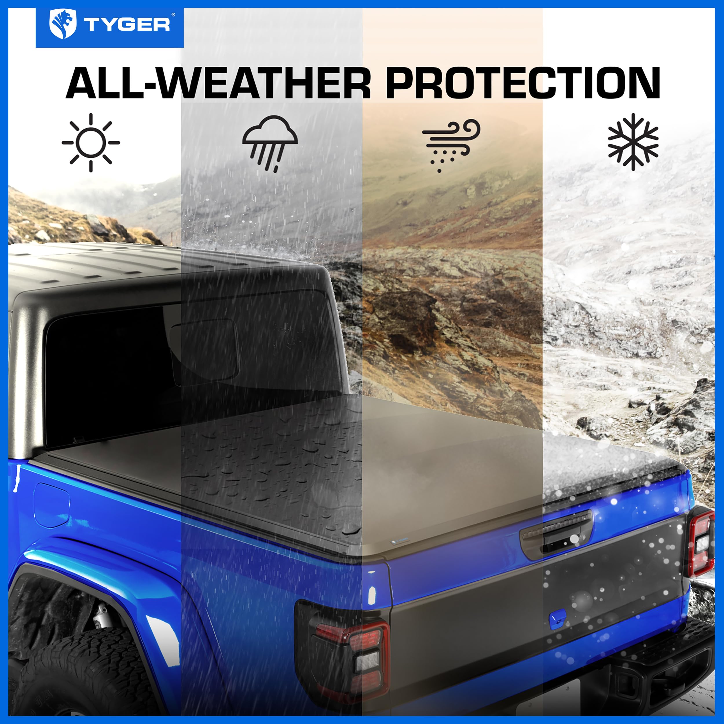 Tyger Auto T1 Truck Bed Soft Roll-up Tonneau Cover Compatible with 2020-2026 Jeep Gladiator JT | 5' (60") Bed | TG-BC1J9060