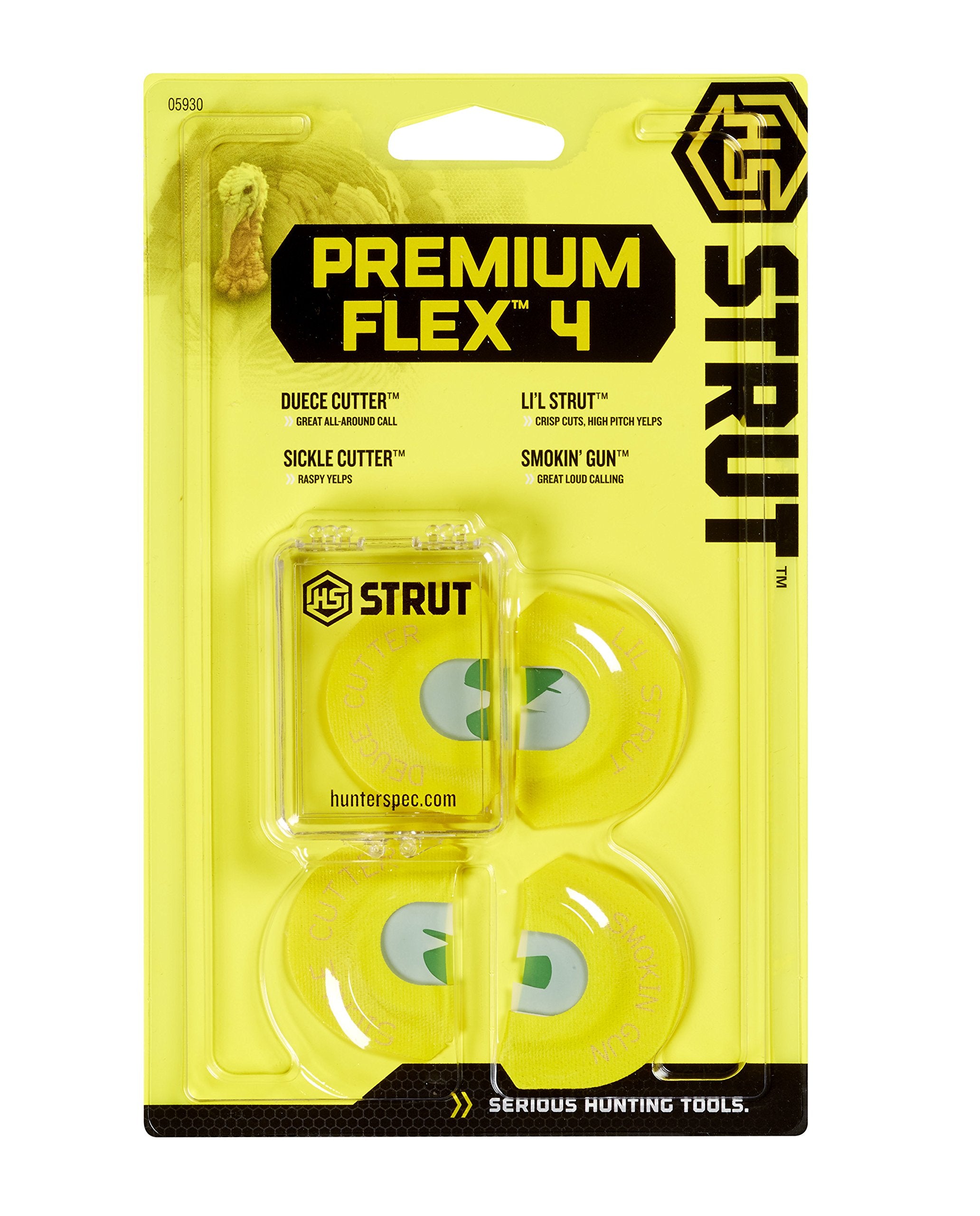 Strut Hunters Specialties Realistic Sounds Premium Flex Four Turkey Diaphragm Mouth Calls Combo, 4 Pack