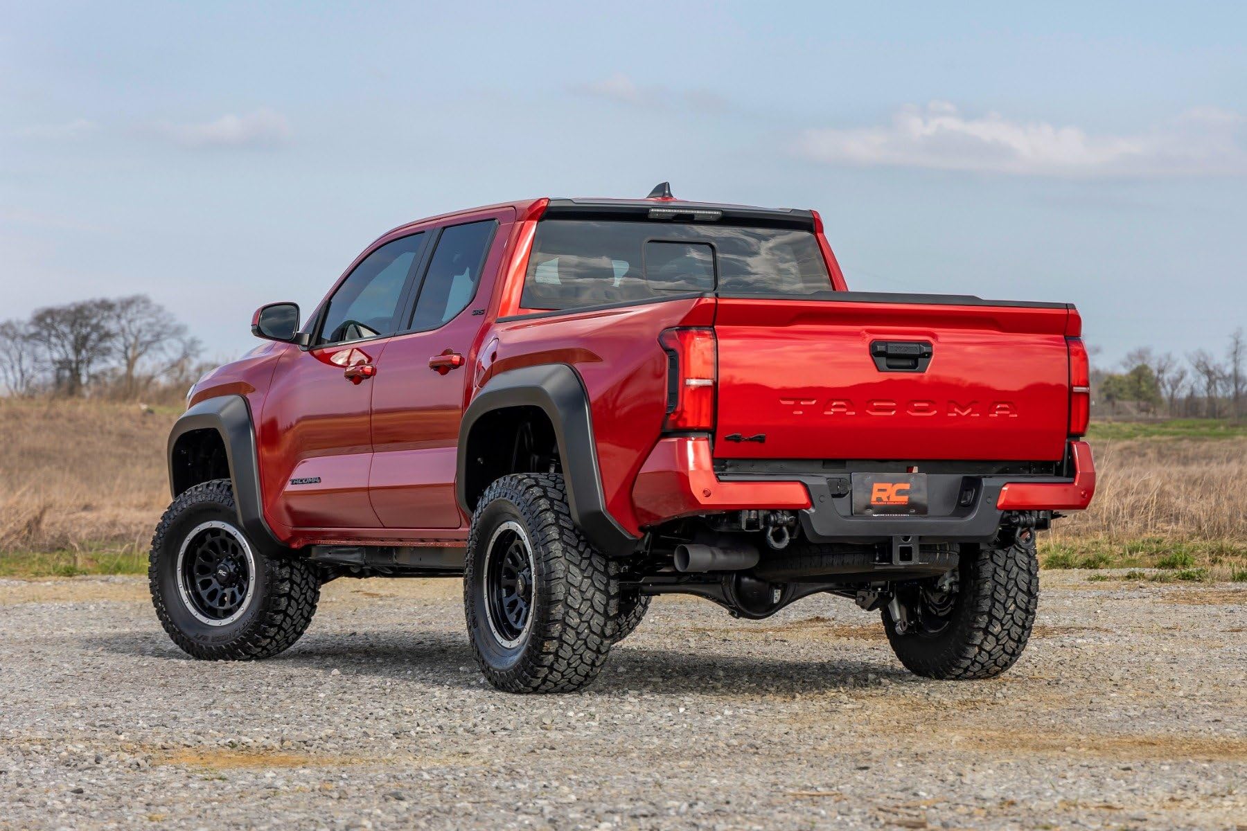 Rough Country Fender Flares Sport Style for Toyota Tacoma (2024-2025) - 1.75" Extra Tire Coverage, UV-Resistant ABS, Flat Black (Set of 4)