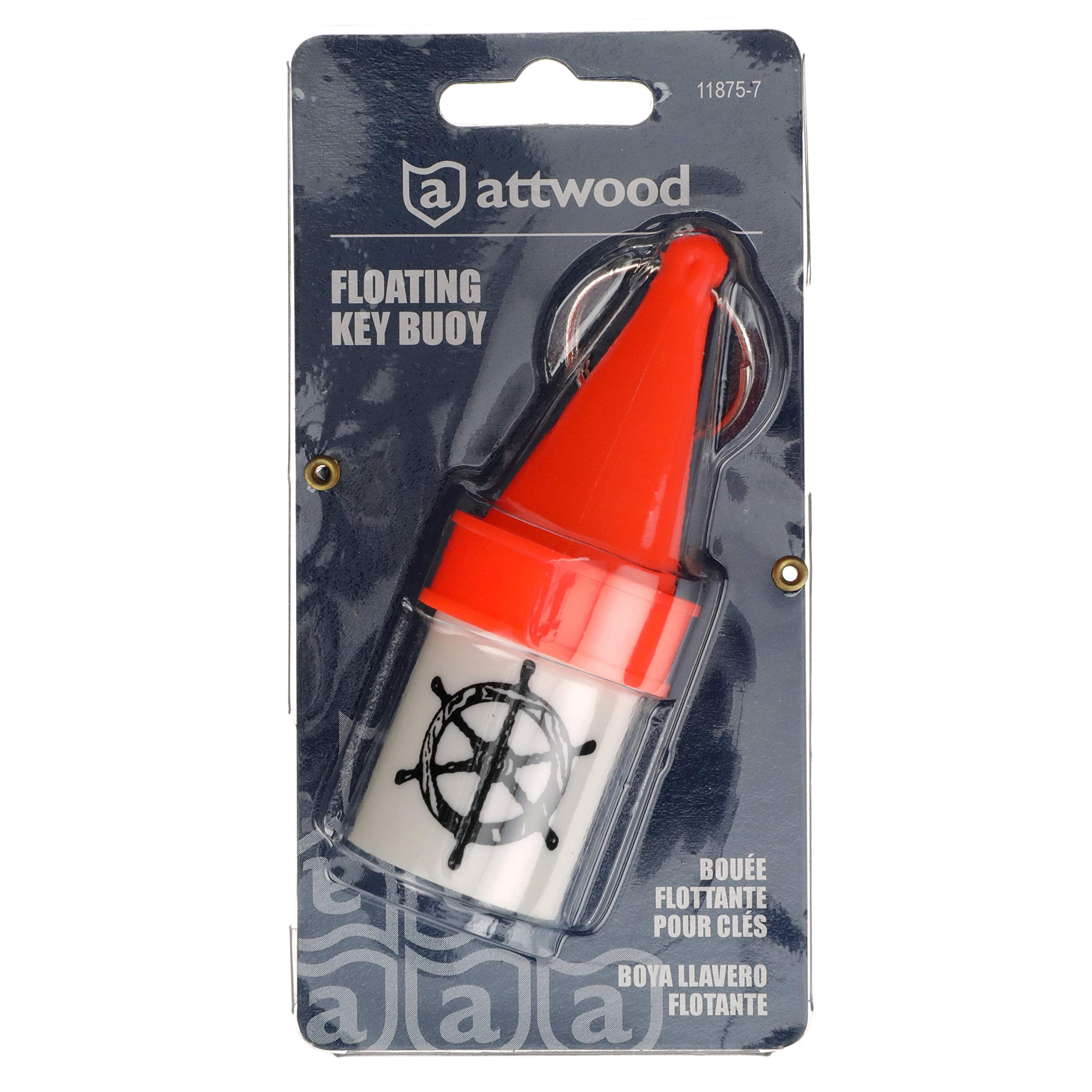 Key Chain Attwood 11875-7 Floating Key Buoy, for mens 1 7/64 x 2 51/64 x 5/16 Inch
