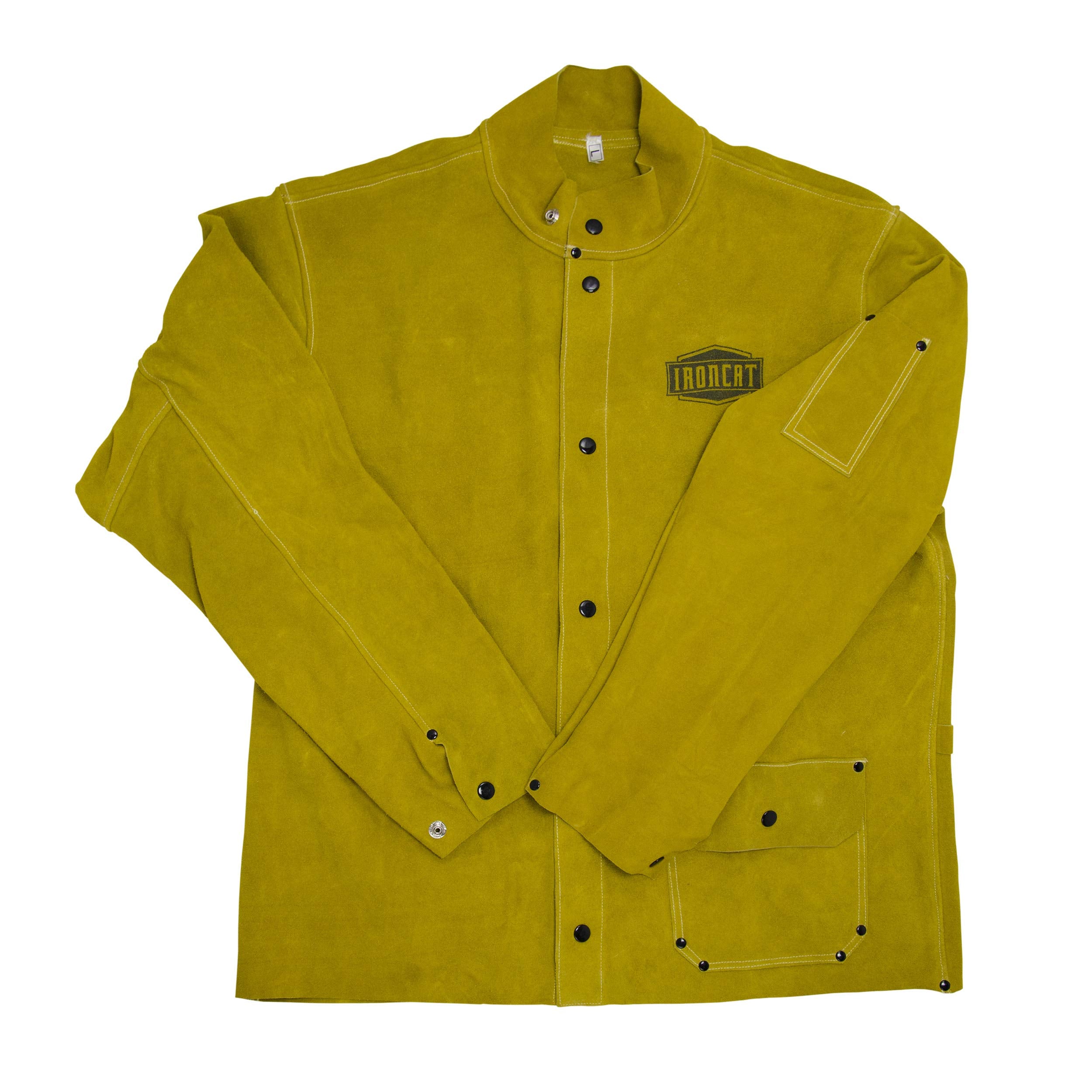7005 IRONCAT Heat Resistant Split Cowhide Leather Jacket - Medium, Kevlar Thread Stitched Welding Jacket in Golden Yellow. Welding Gears