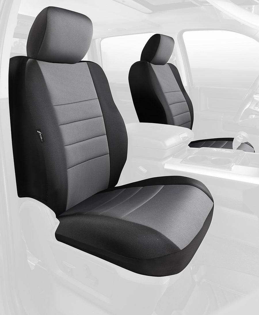 Fia Gray NP99-26 Custom Fit Front Seat Cover Bucket Seats - Neoprene (Black w/Gray Center Panel)