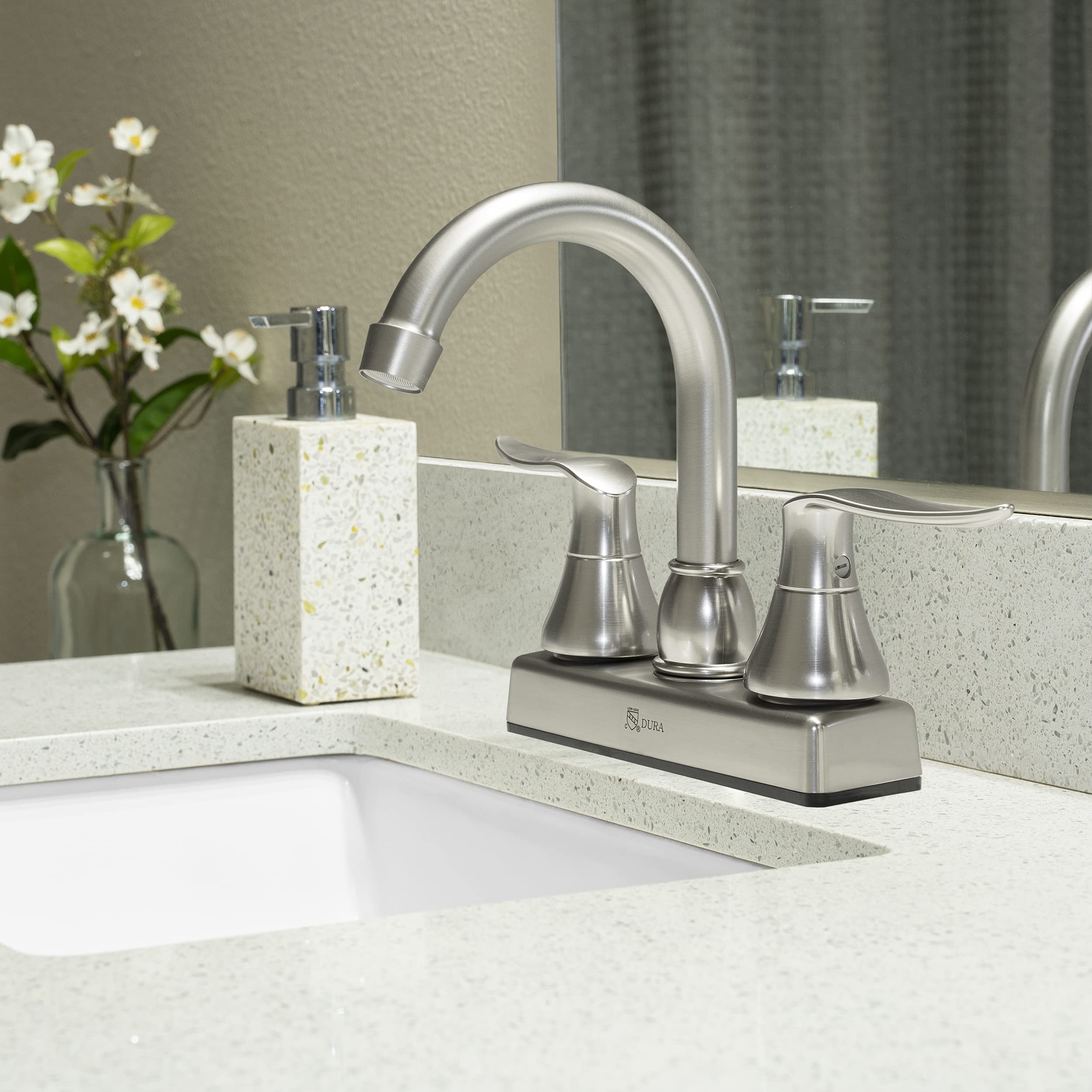 RV Swivel Bar Faucet Dura Faucet (DF-PB155LH-SN) with Classical Levers - Brushed Satin Nickel