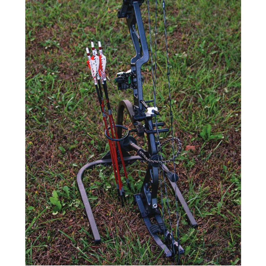 HME Portable Lightweight Durable 360-Degree Rotating Tool-Free Setup Archer's Practice Bow Stand with Arrow Ring Included