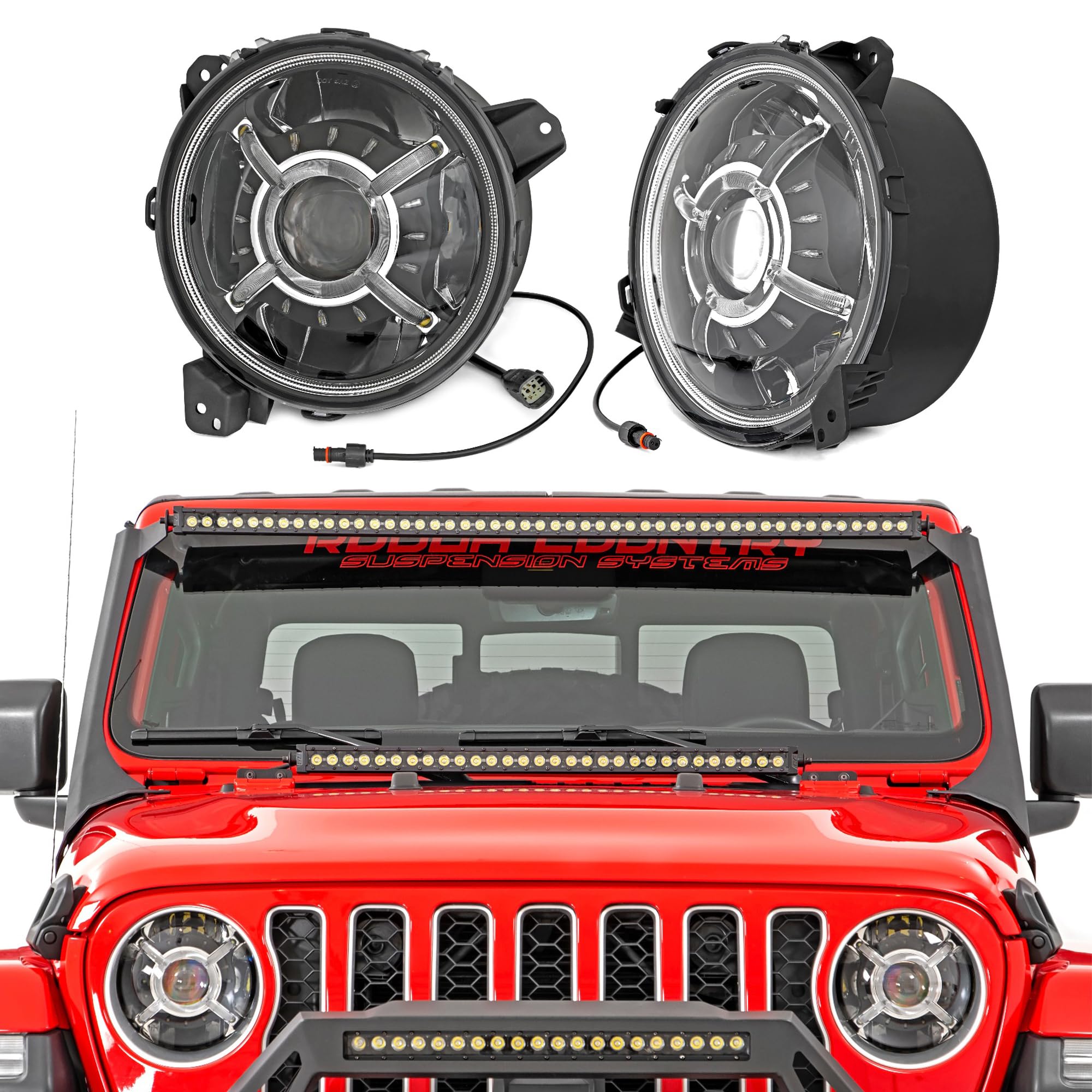 Rough Country 9" Round LED Headlights for 18-24 Jeep JL/JLU/Gladiator - RCH5100