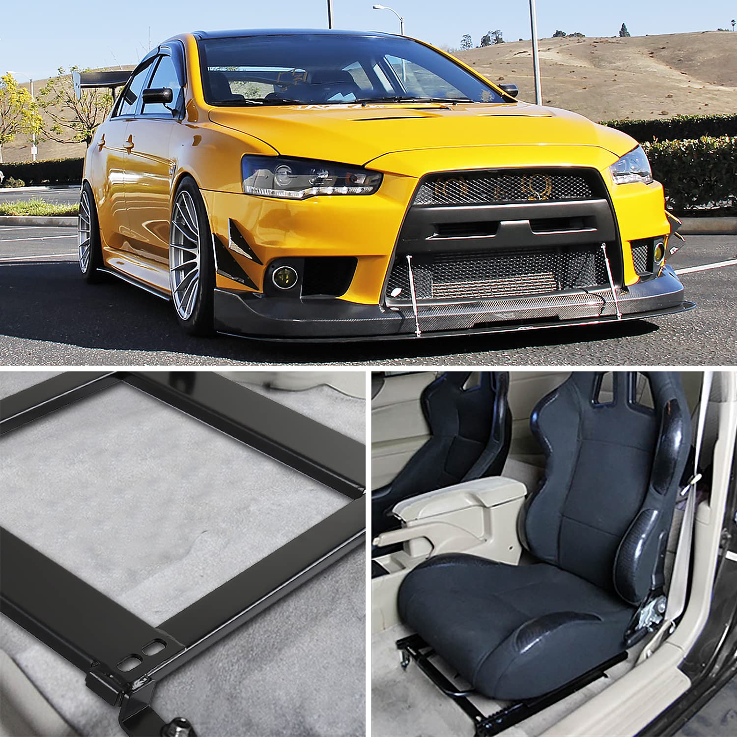 Racing Seat Spec-D Tuning Steel Mounting Brackets Rail Track Pair Compatible with 2008-2017 Mitsubishi Lancer EVO