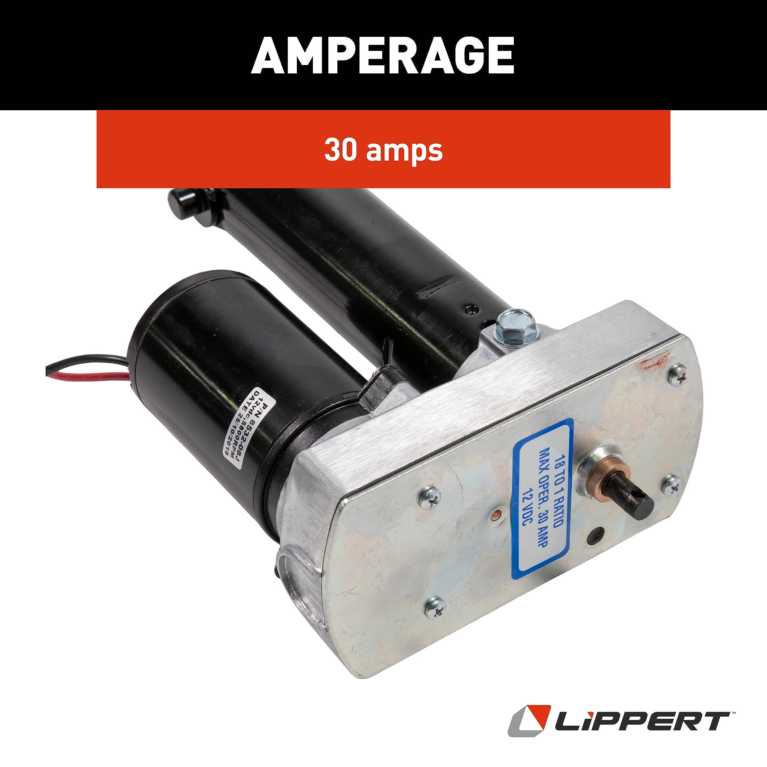 Lippert 18:1 DC Replacement 12-Volt Venture Through-Frame Slide-Out Motor Assembly with High-Speed Actuator, 30 Amps, 9,500 RPM - 168956