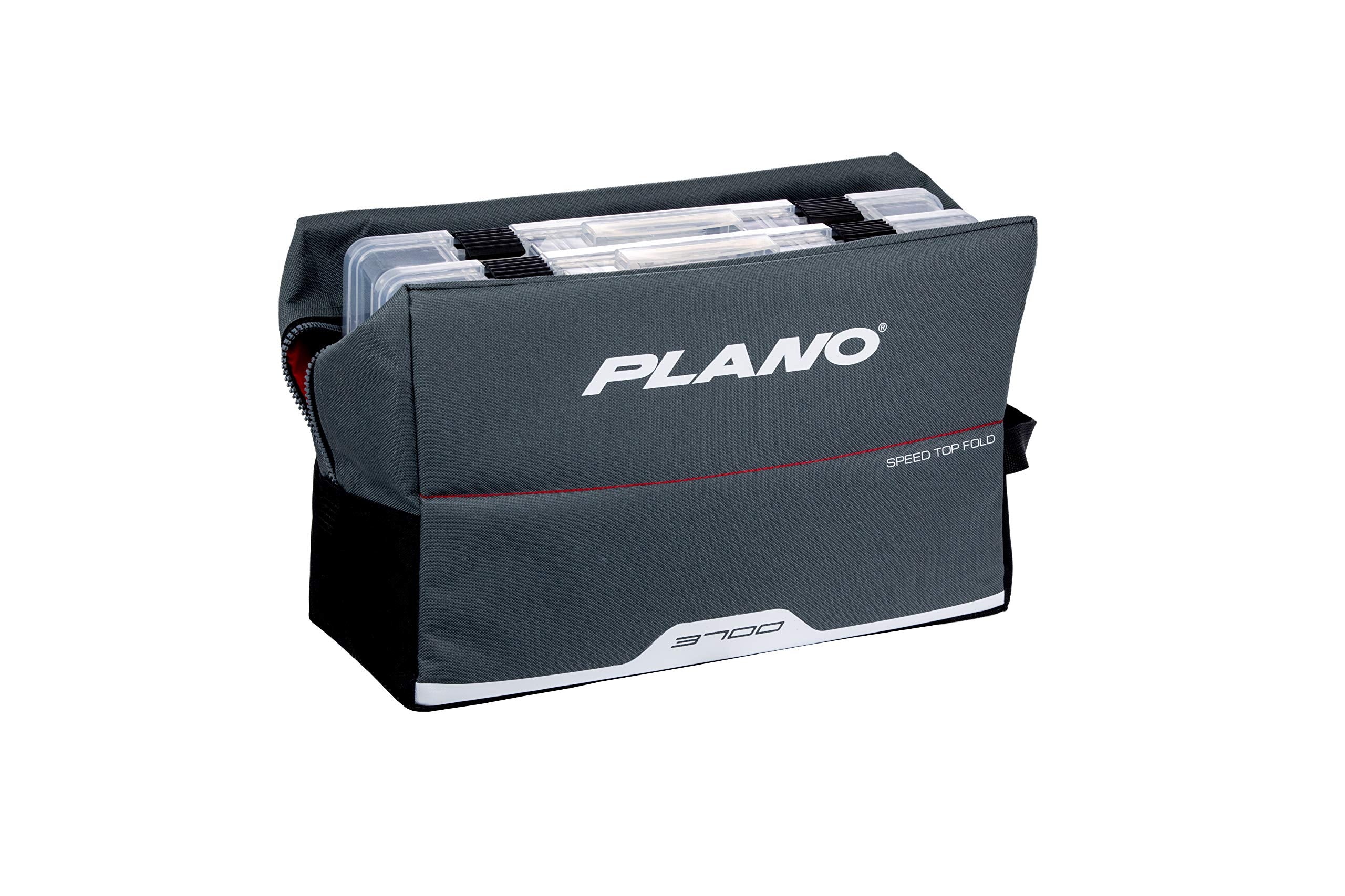 Plano 3700 Weekend Series Fold-Down Speedbag, Gray Fabric, Includes 2 3700 Stowaway Utility Boxes, Fishing Tackle Soft Storage Bag, MOLLE Attachment Panel