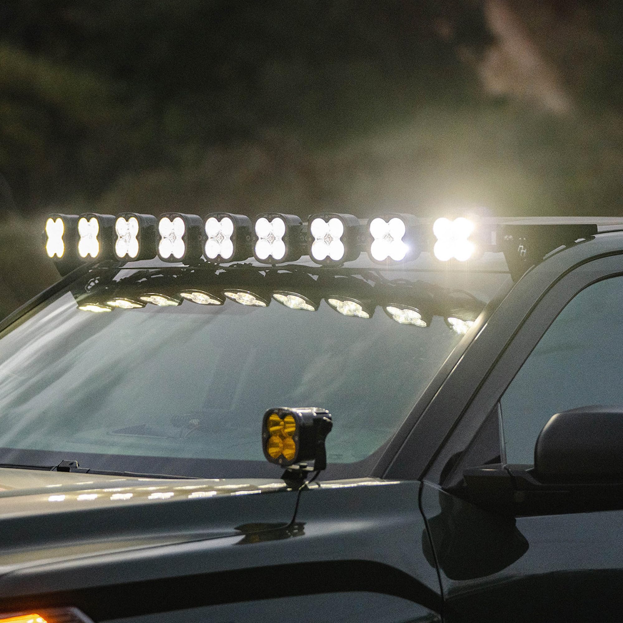 Linkable Baja Designs 9XL LED Roof Bar Light Kit for Toyota Tundra Trucks - 9 PCS LED with Wiring Harness, Brackets