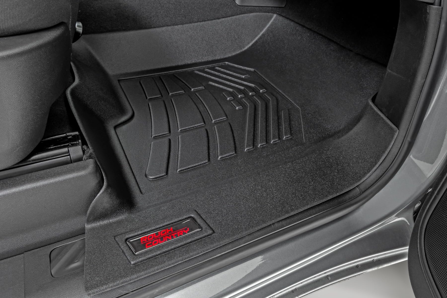 Sure-Fit Rough Country Front Floor Mats for Chevy Silverado & GMC Sierra 1500/2500HD/3500HD (2019-2025) Crew Cab with Bucket Seats, Front Set