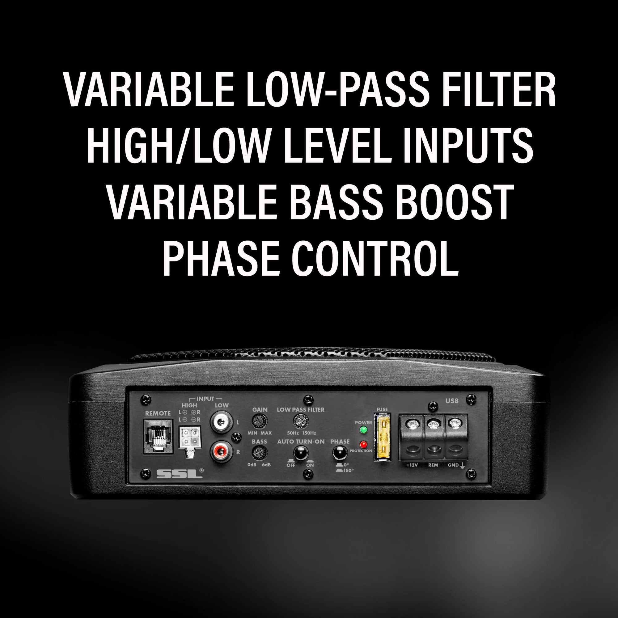 Sound Storm Laboratories 8 Inch US8 Powered Car Audio Under Seat Subwoofer - 800 Watts Max, Low Profile, Built in Amplifier, for Truck, Boxes and Enclosures, Remote Subwoofer Control