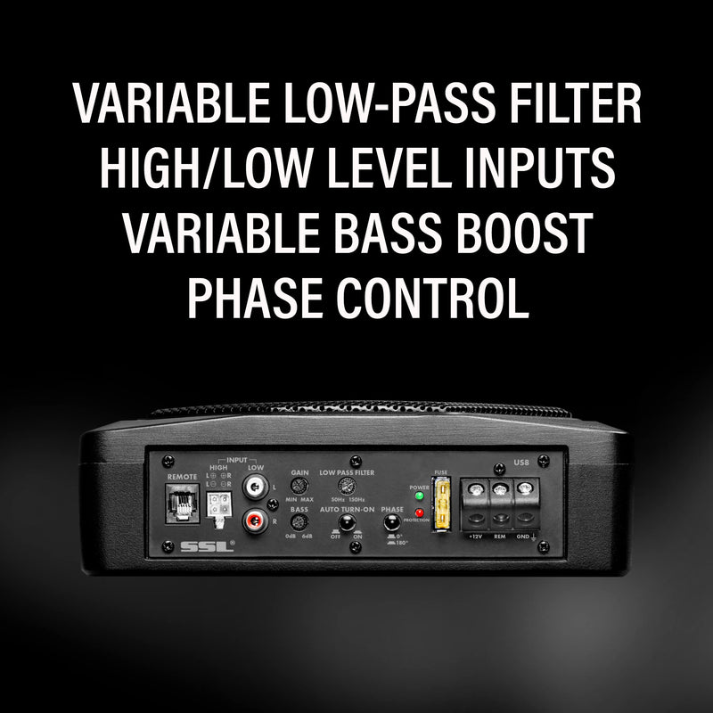 Sound Storm Laboratories 8 Inch US8 Powered Car Audio Under Seat Subwoofer - 800 Watts Max, Low Profile, Built in Amplifier, for Truck, Boxes and Enclosures, Remote Subwoofer Control