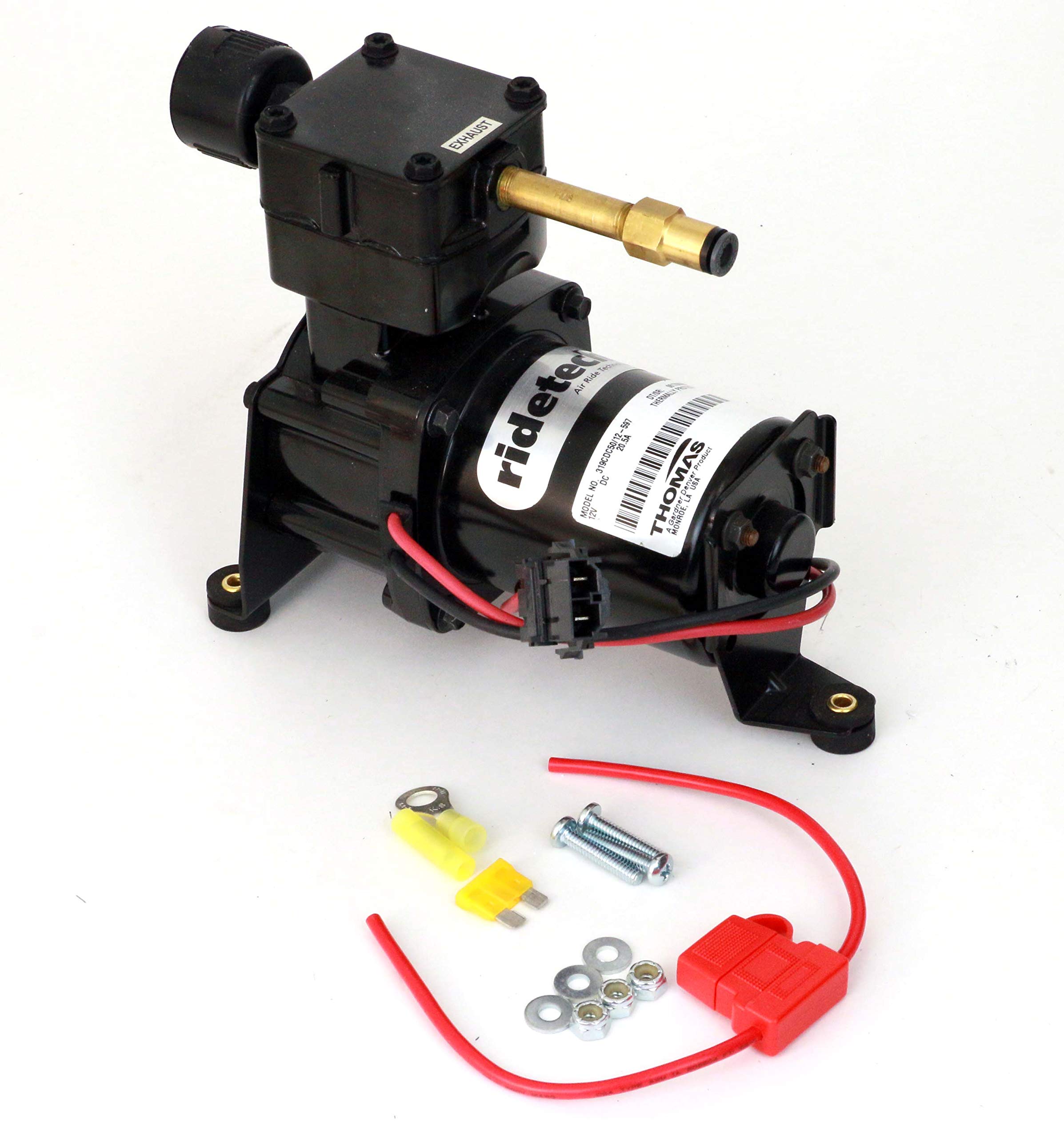 150 PSI Ridetech 31920002 Oilless 12v Universal Air Compressor Kit - Car & Truck Air Spring/Air Ride Suspension - 319CDC50/12 Model, High-Efficiency & Heavy-Duty, Quiet/Low Noise Vibration