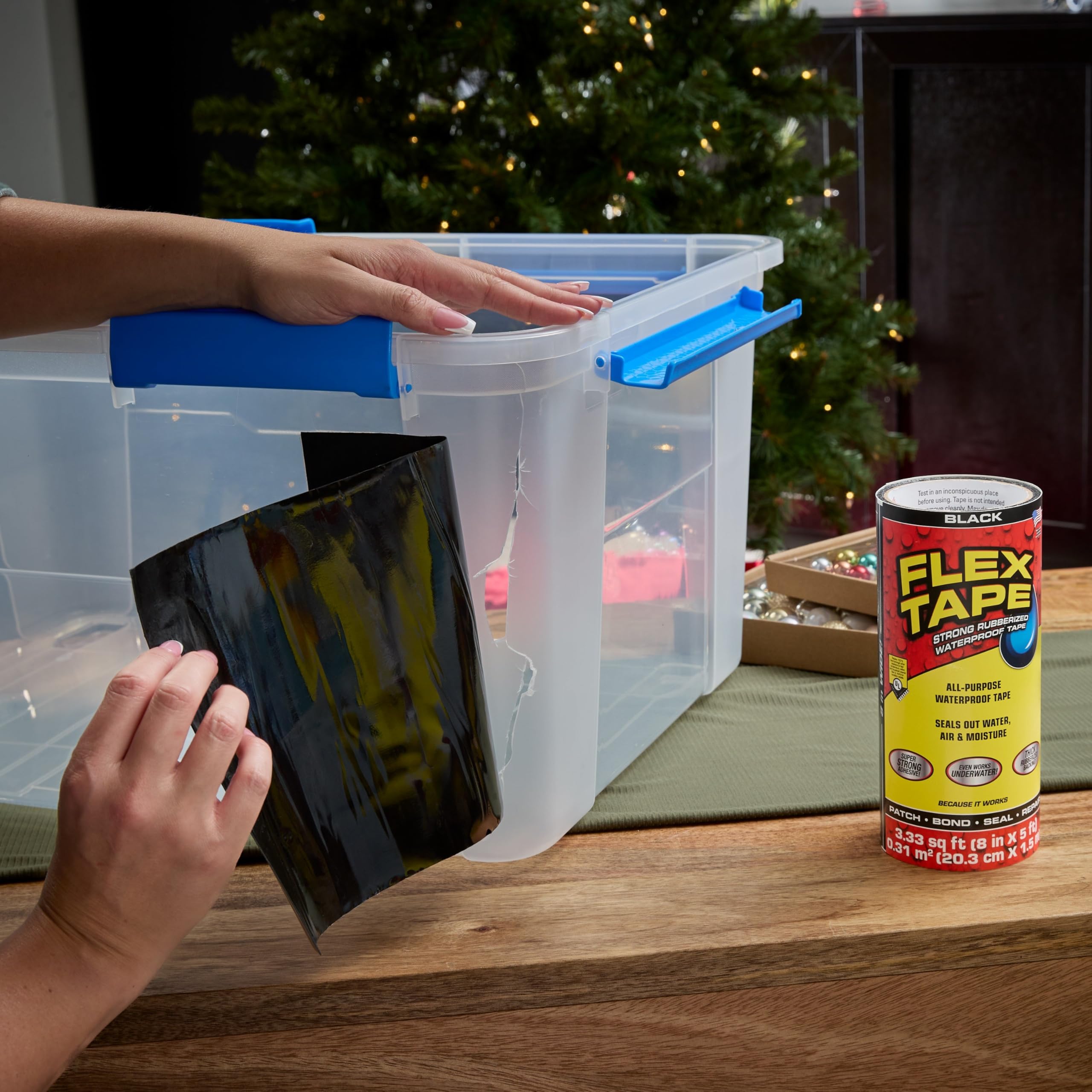 Original Flex Tape, Thick Flexible Rubberized Waterproof Tape - Seal and Patch Leaks, Works Underwater, Indoor Outdoor - Home RV Roof Plumbing and Pool Repairs, Black, 8 in x 5 ft, Pack of 1