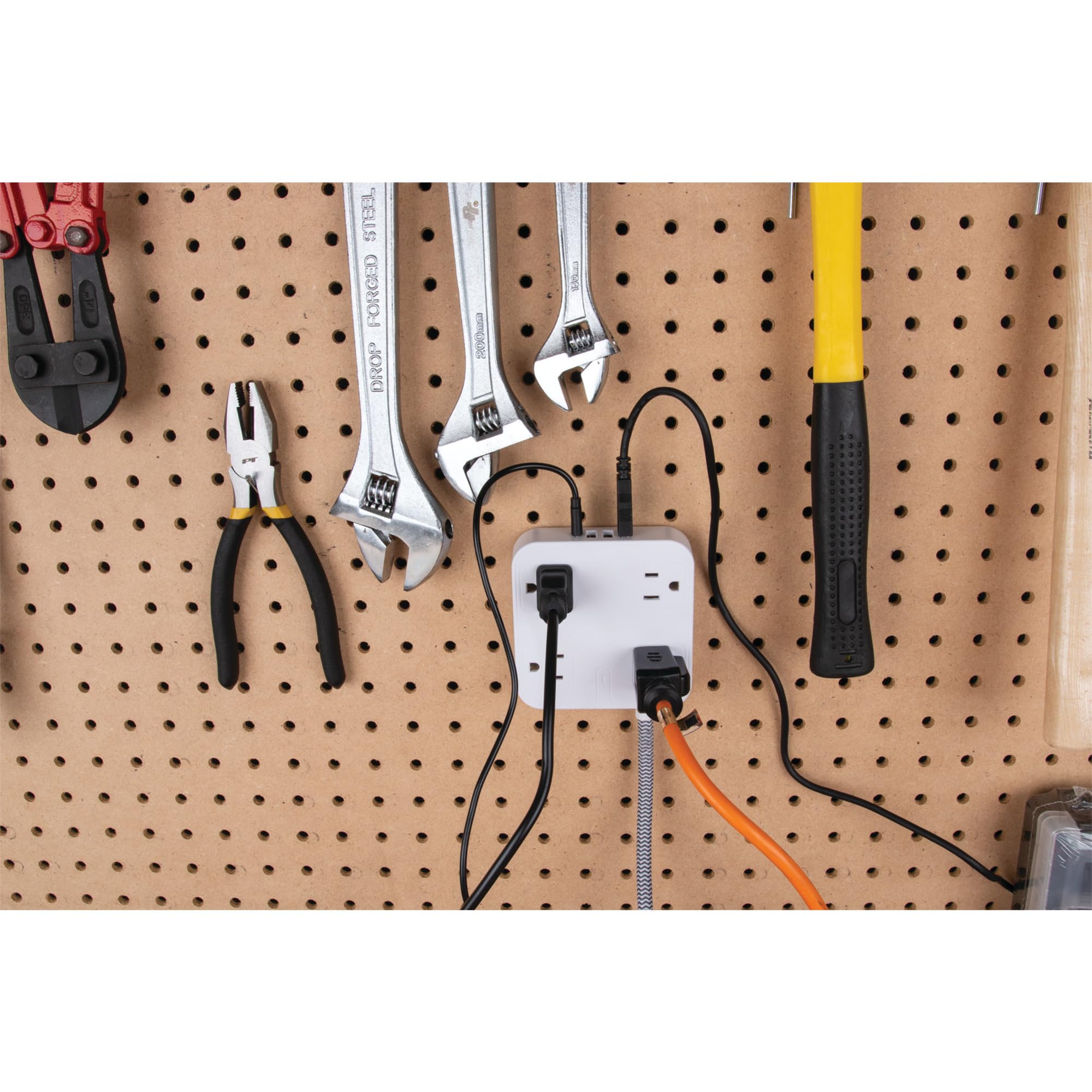 8-in-1 Performance Tool W2266 Power Strip with 4 Outlets, 3 USB and 1 USB-C Ports, Smart Chip, Fire-Retardant Casing, and Mounting Holes