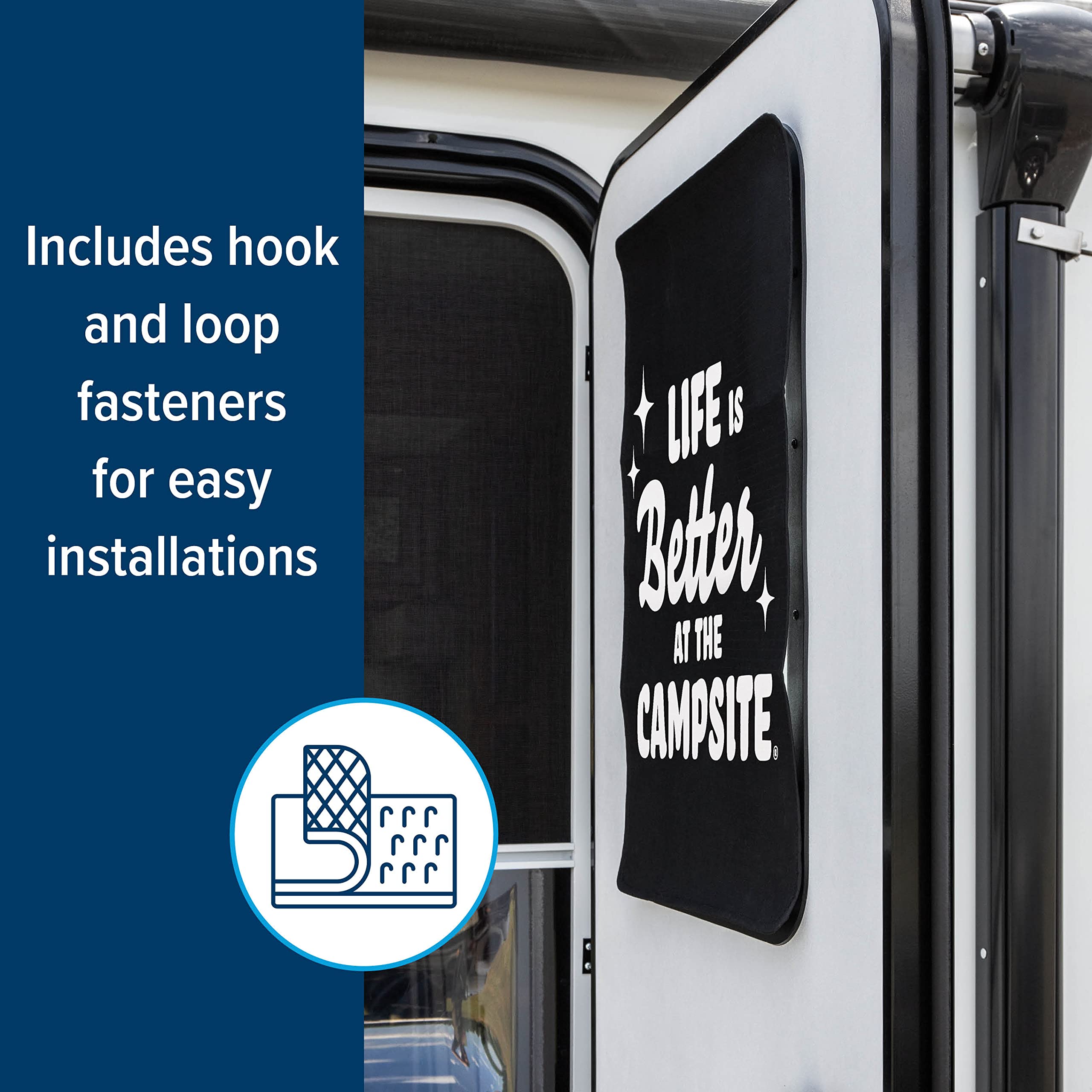 RV Door Window Camco Life is Better at The Campsite Light Blocking Shade