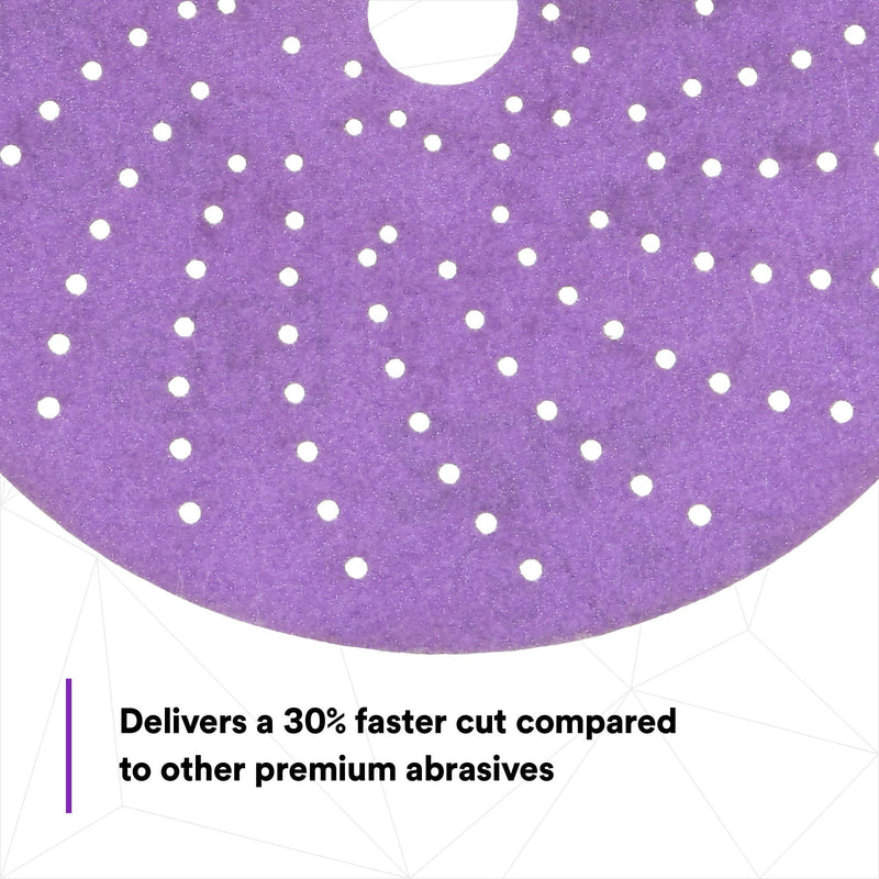 3M Cubitron II Clean Sanding Hookit Abrasive Disc 31481, 6 in, 220+ Grade, Pack of 50 Discs, Virtually Dust-Free, High Performance, Long Lasting, Multi-Hole Pattern, Feather Edging, Stock Removal