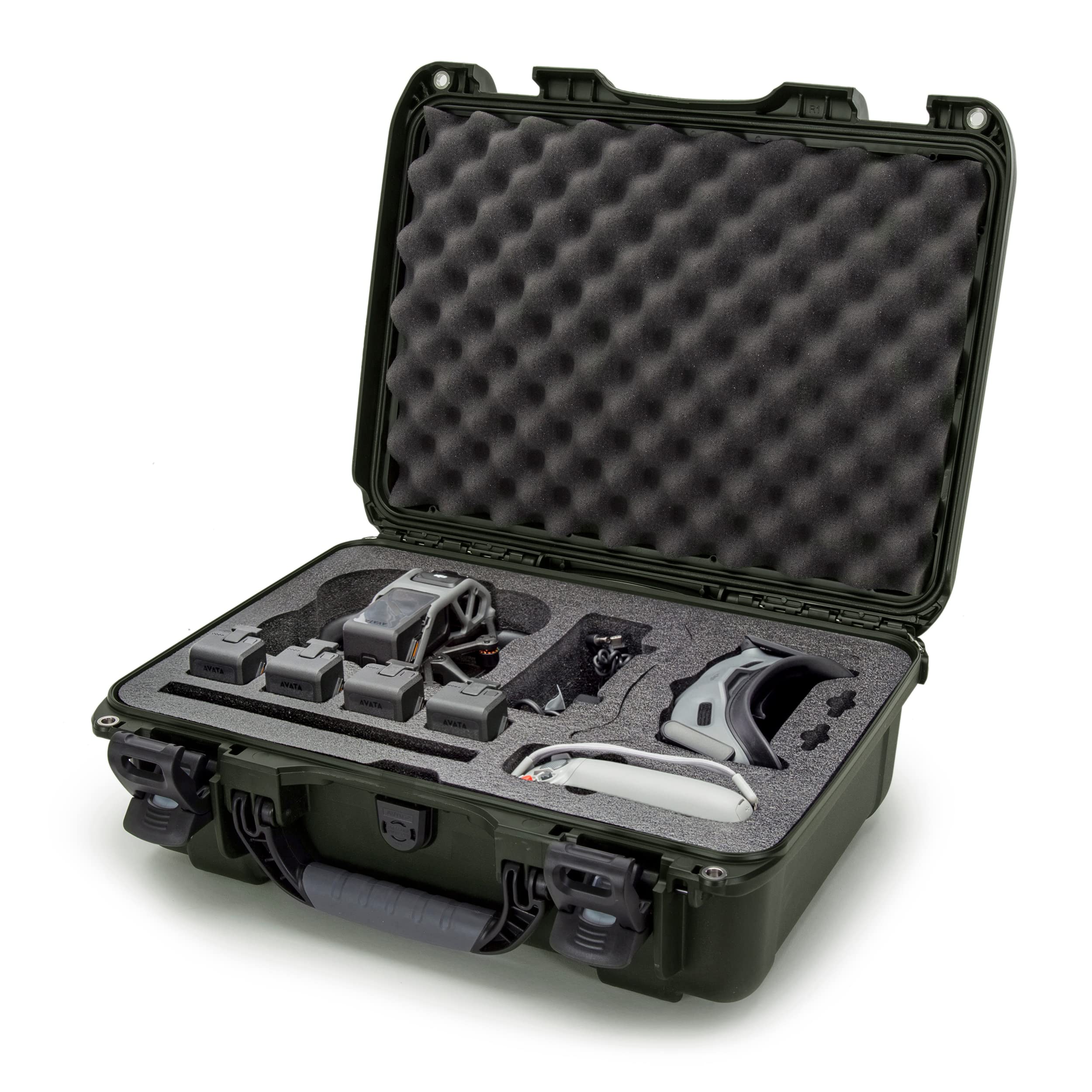 Waterproof Nanuk 925 Hard Case with Foam Insert for DJI Avata FPV Unit, Goggles and Fly More Combo - Olive (925S-080OL-0A0-C0745)